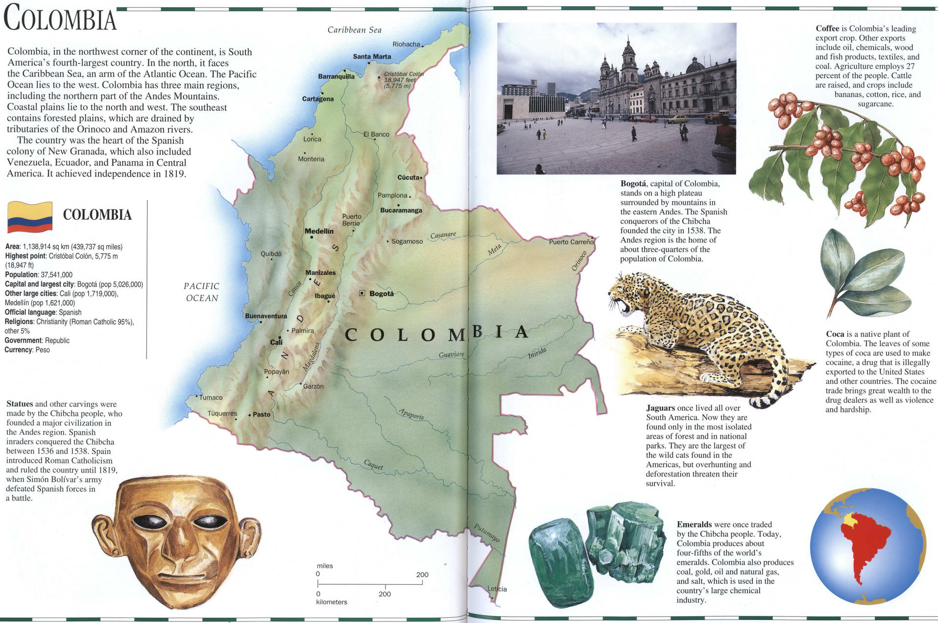 colombian geographical map