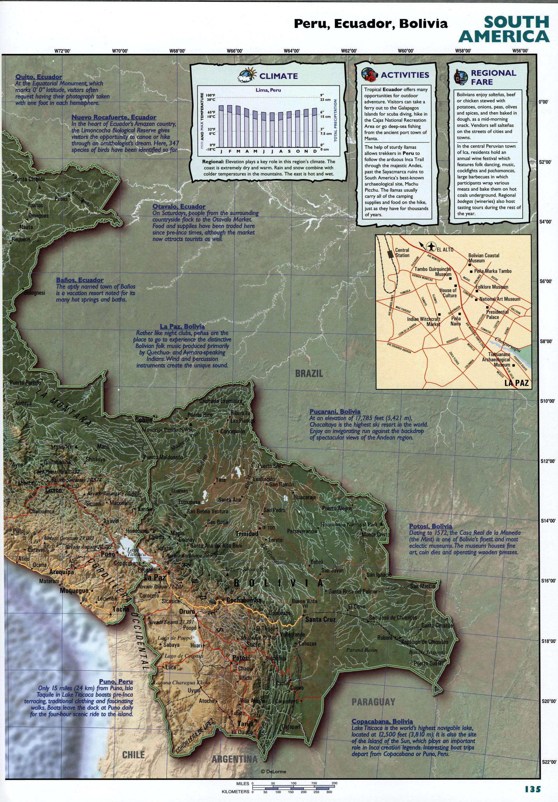 Peru and Ecuador detailed map