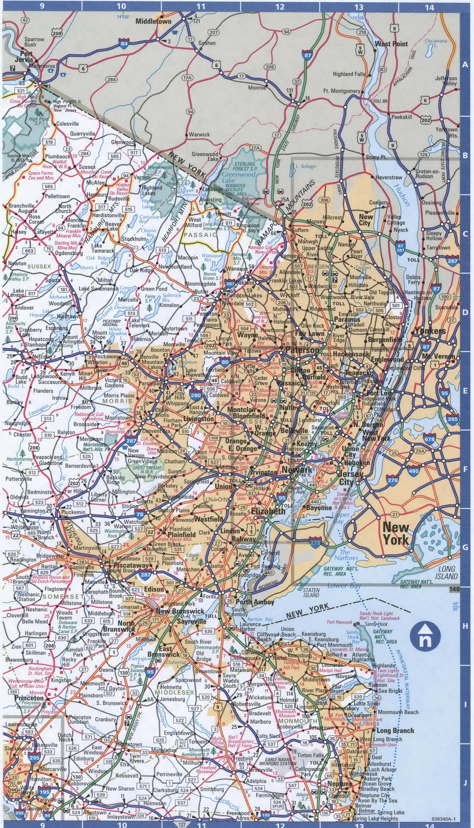 New Jersey detailed roads map with cities and highways Free printable 