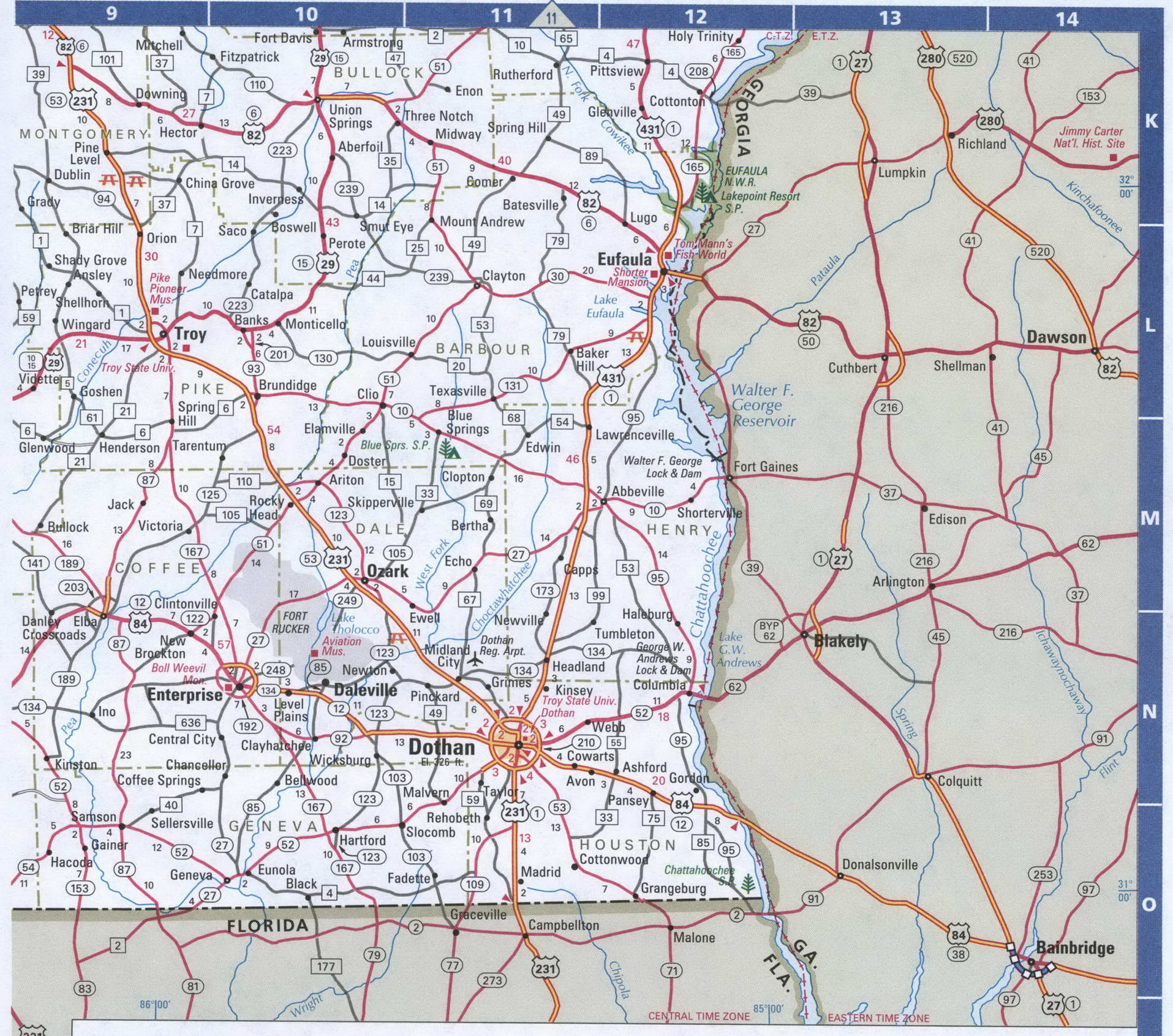 Southern Alabama detailed road map