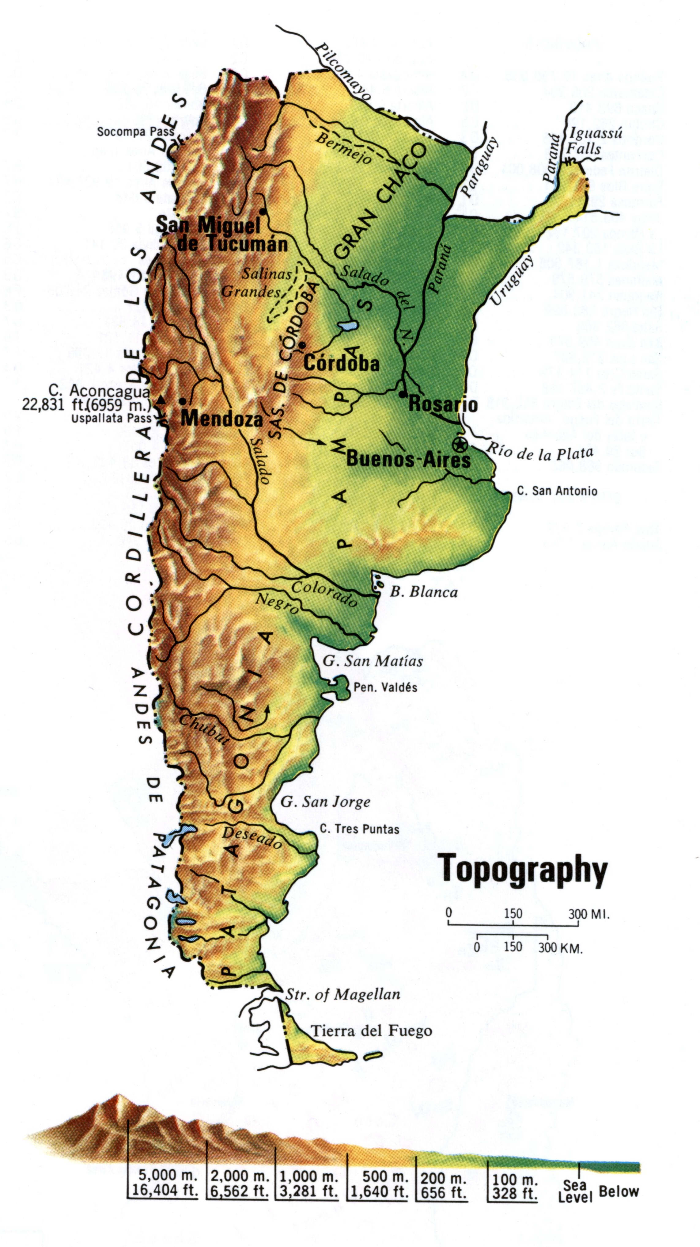 Topography map Argentina