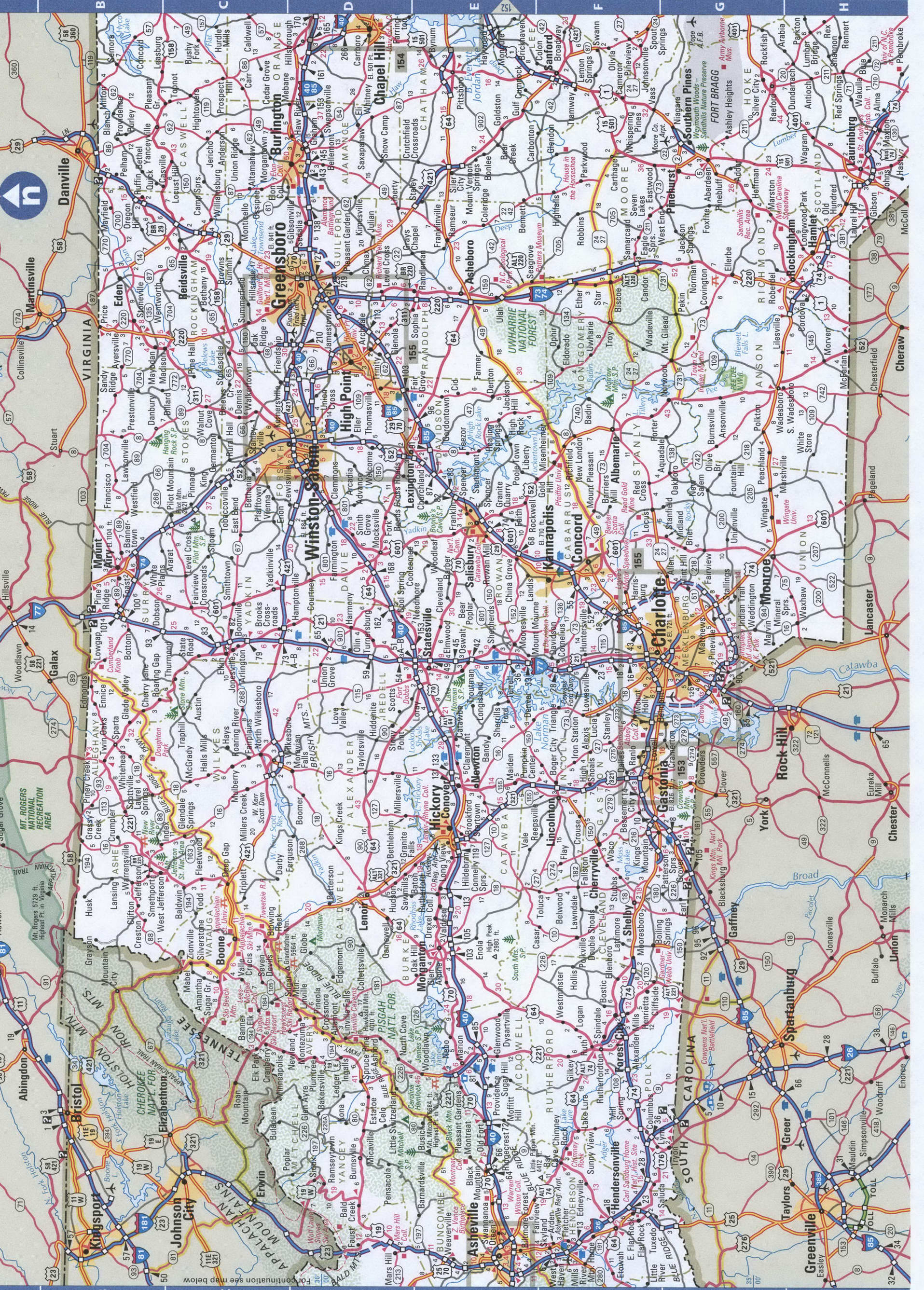 Western North Carolina detailed map