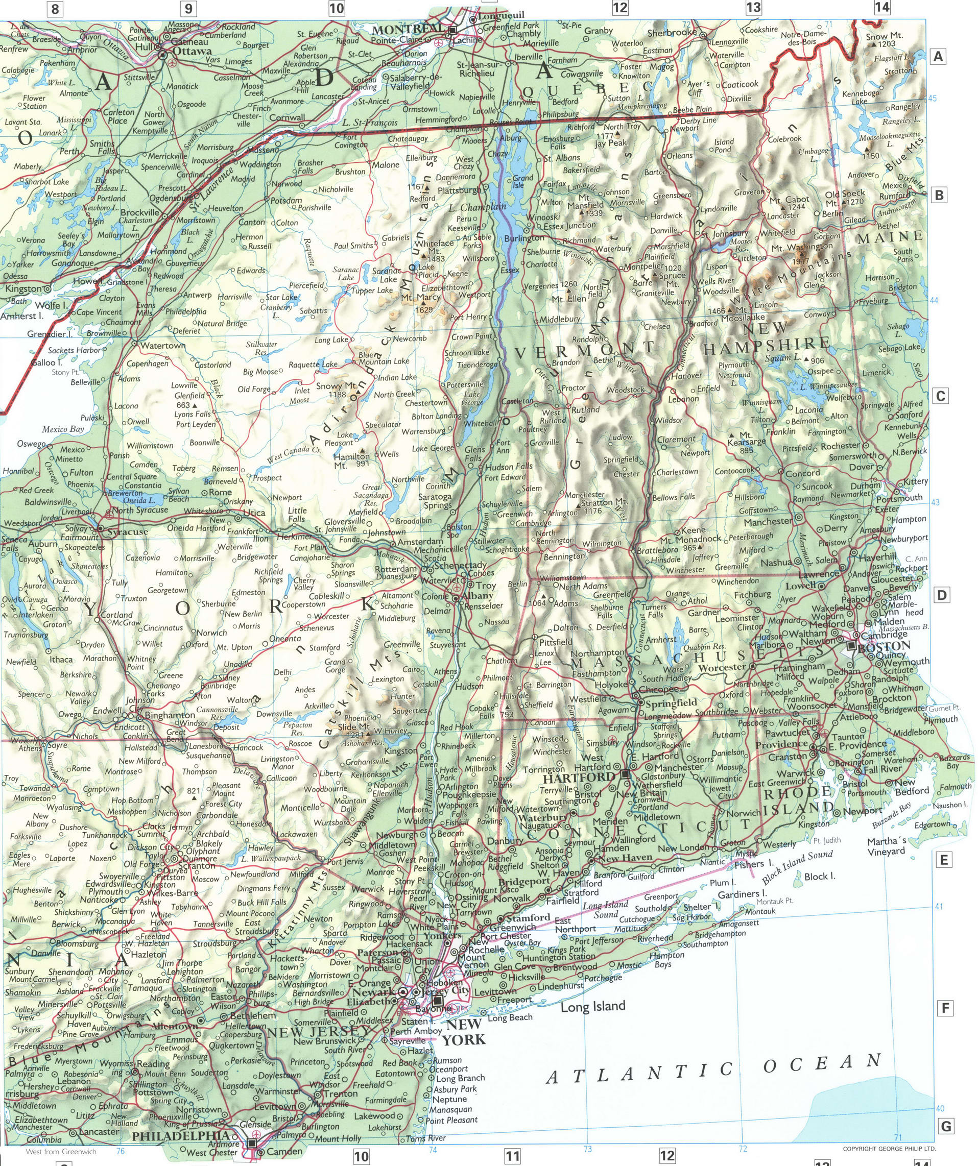 North-Eastern USA map