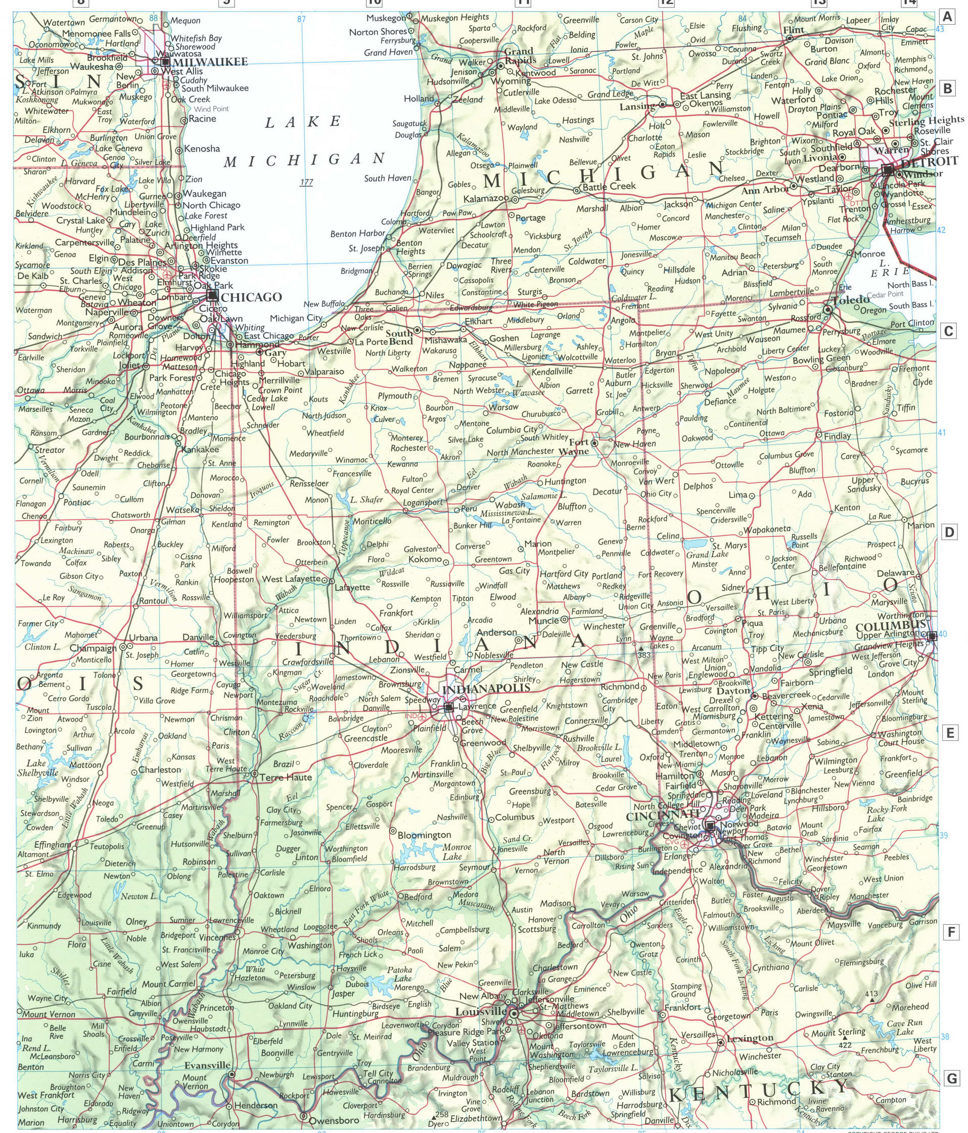 Midwest USA Chicago map
