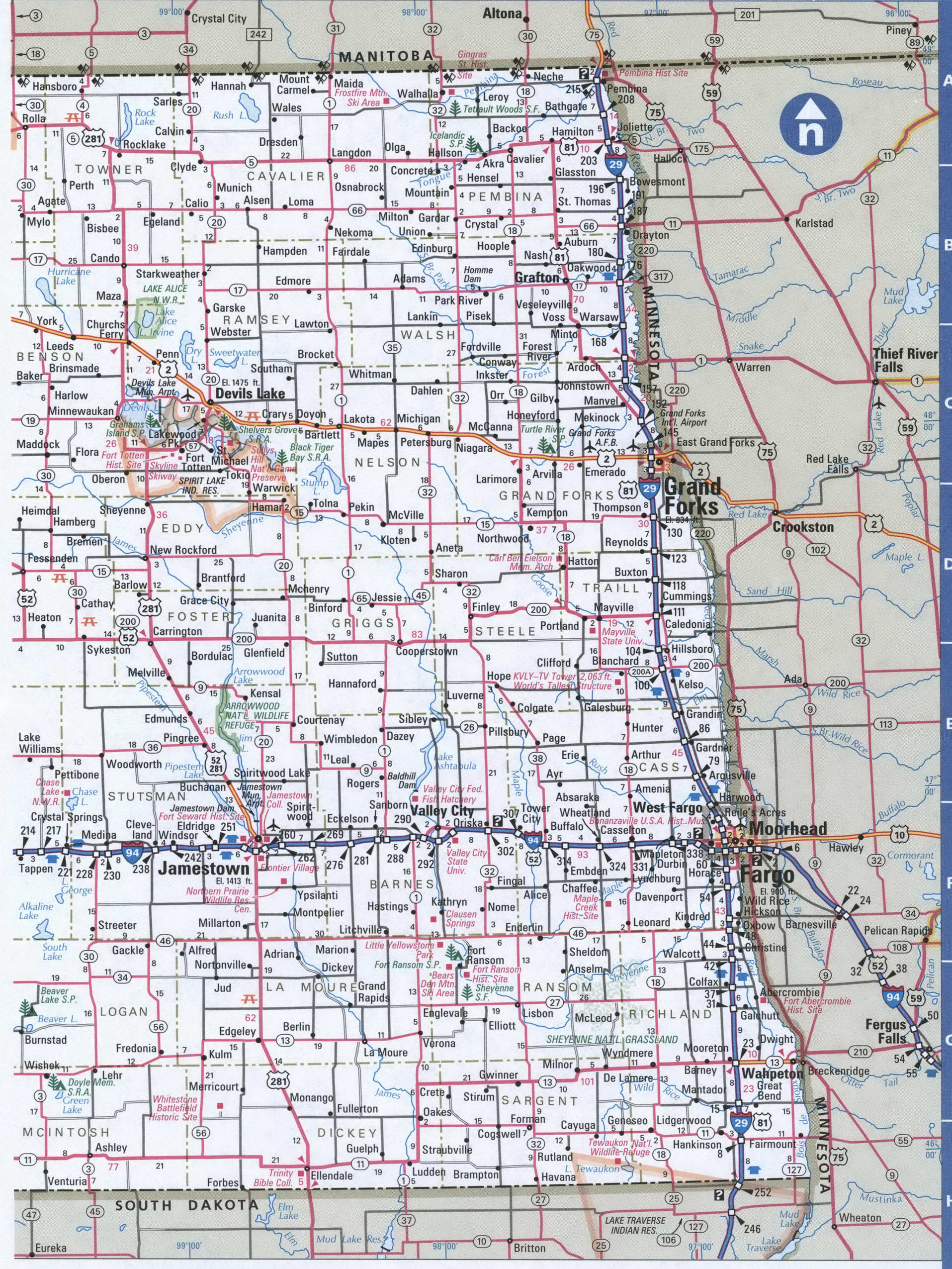 North Dakota roads map