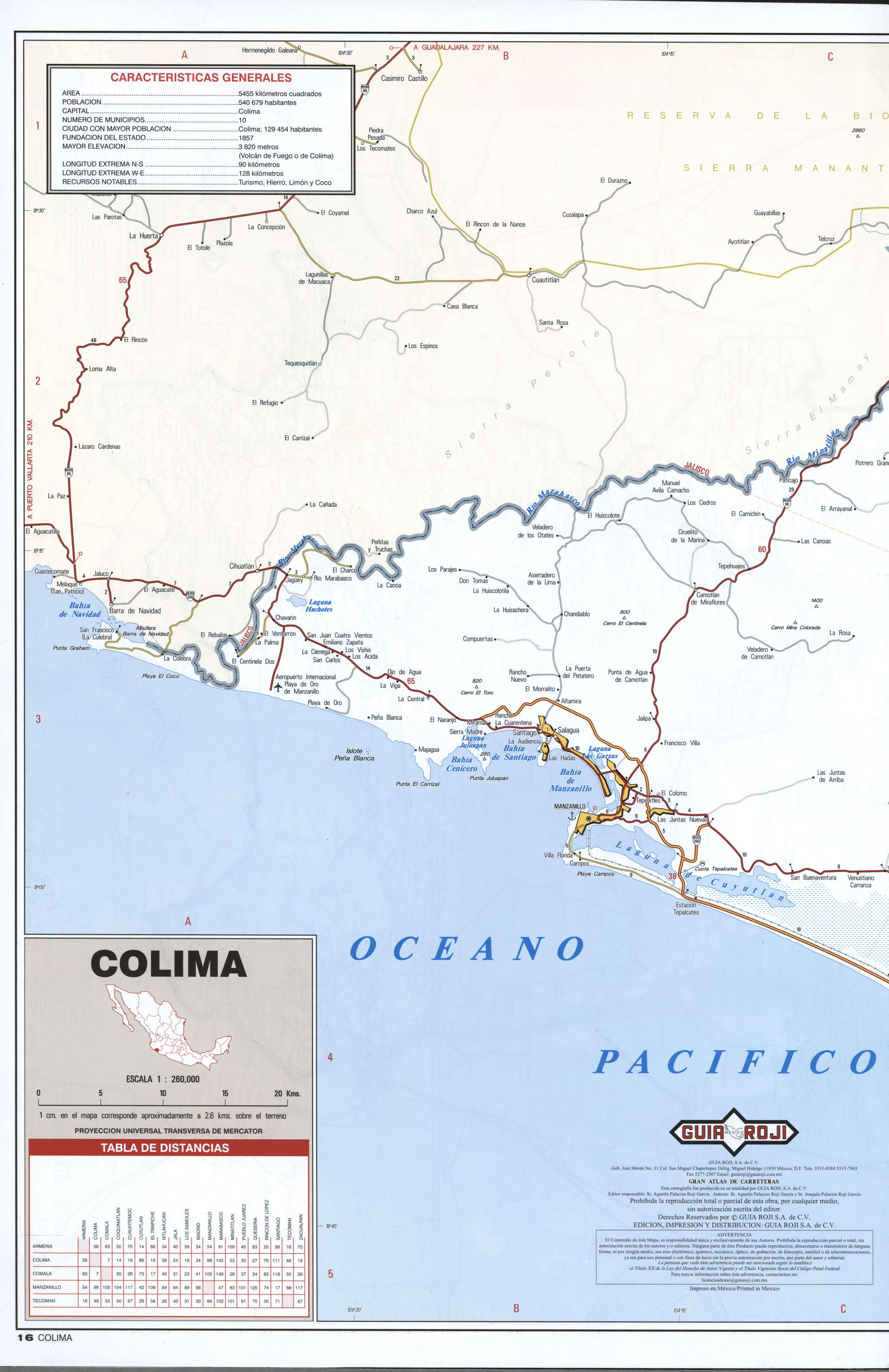 Colima state map western