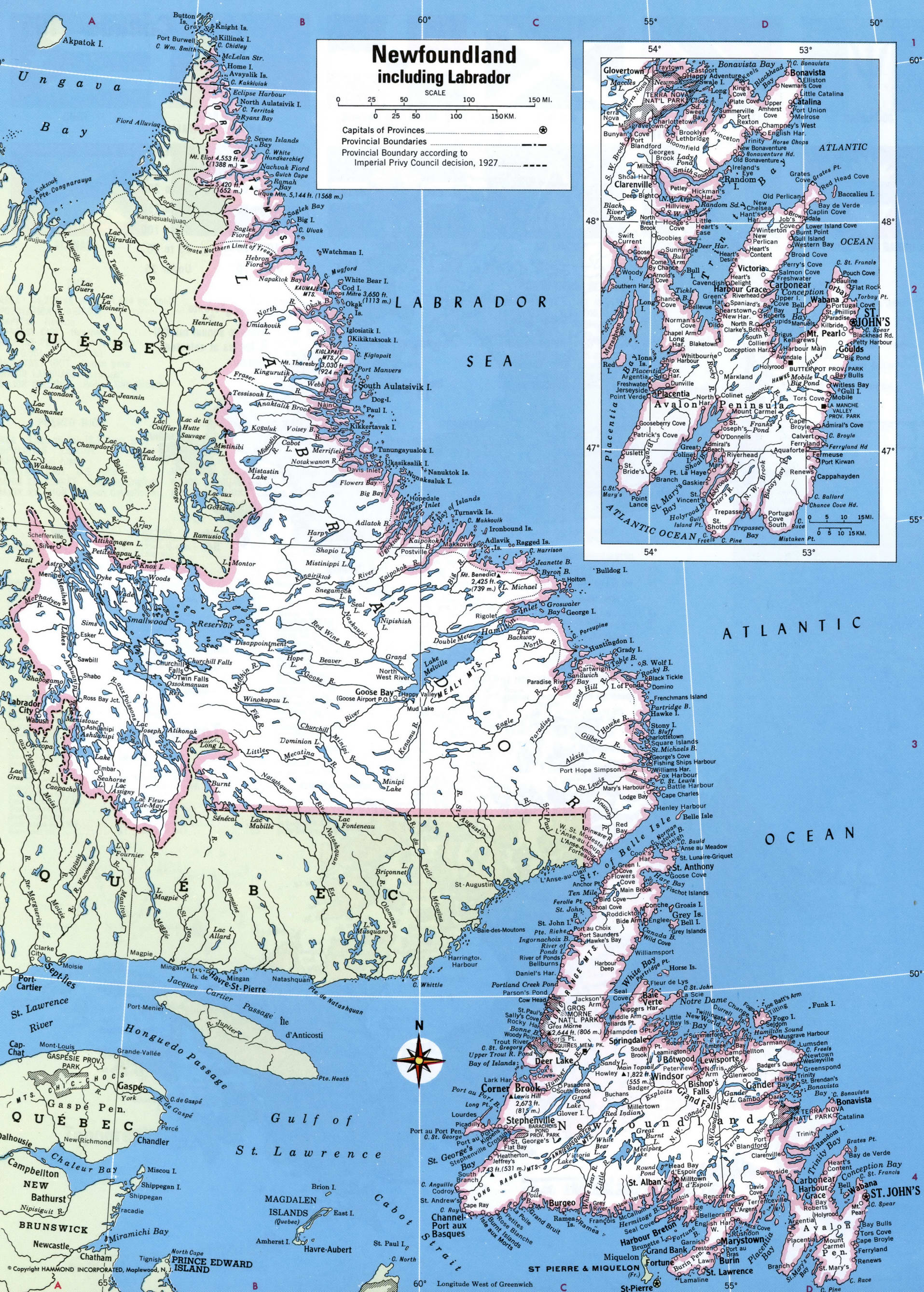 Newfoundland including Labrador map regions