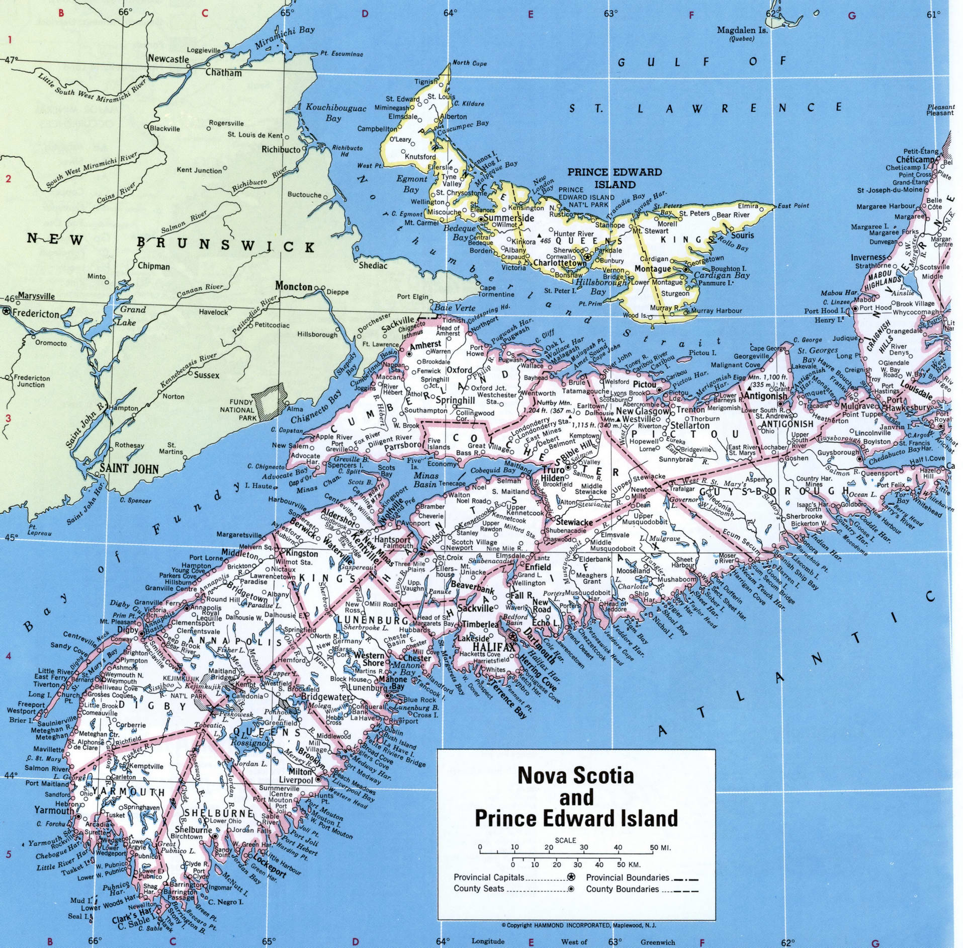 Nova Scotia map regions. Detailed map of Nova Scotia with cities and towns