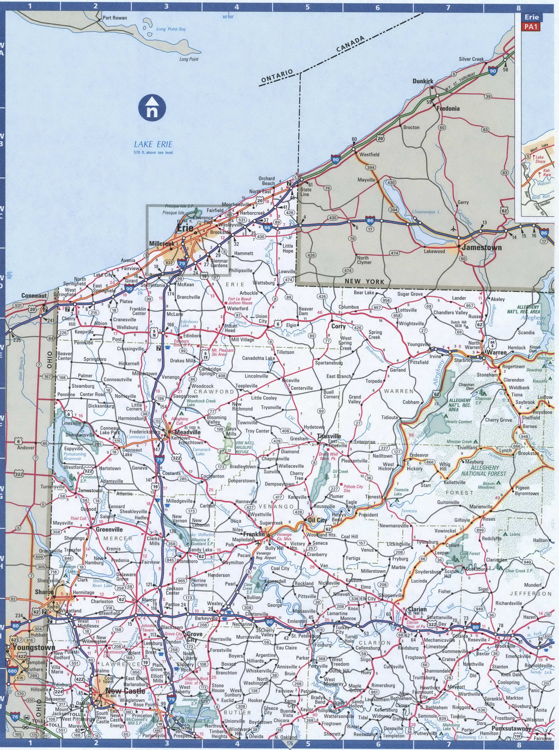 NorthWest Pennsylvania map