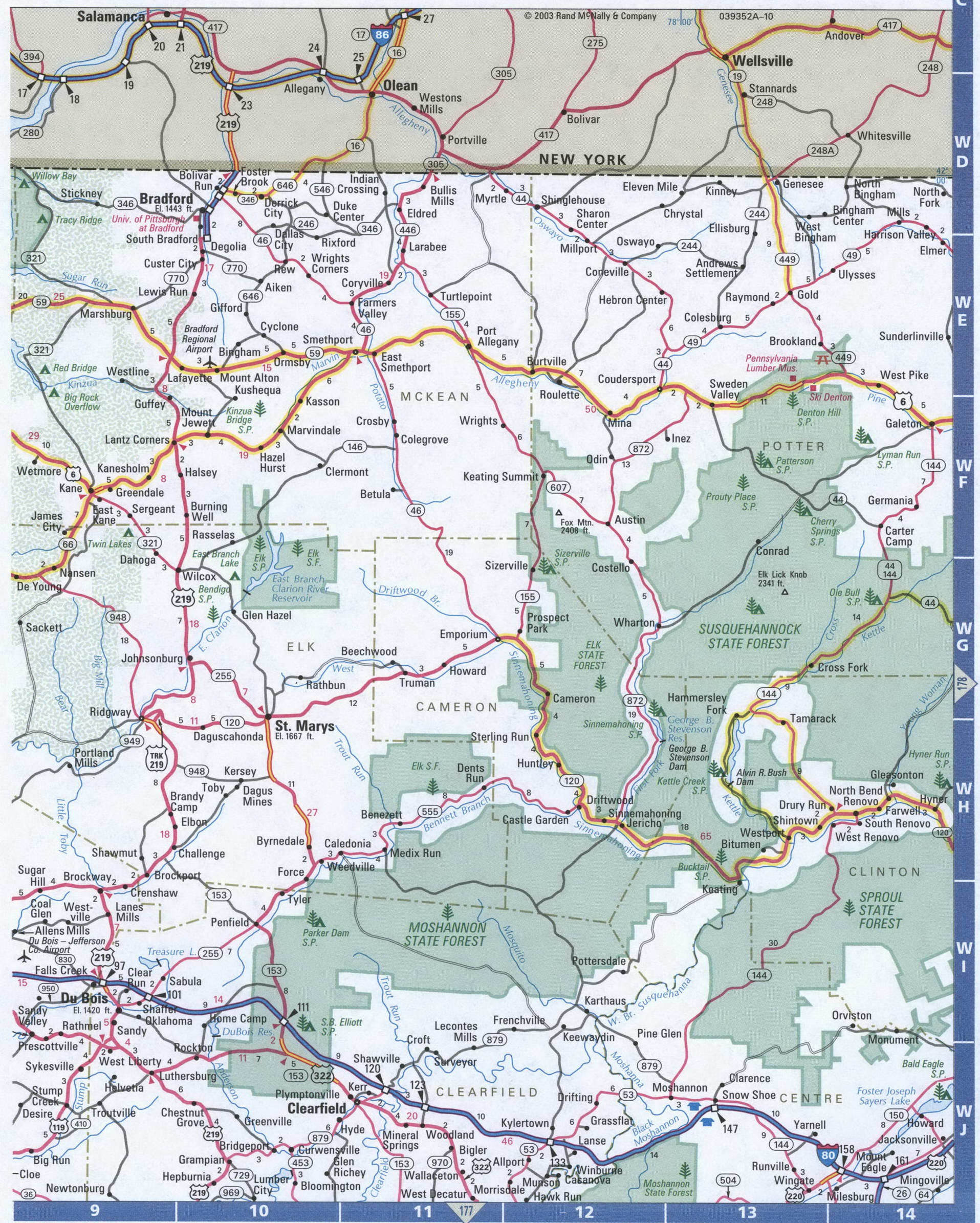 NorthWest Pennsylvania road map