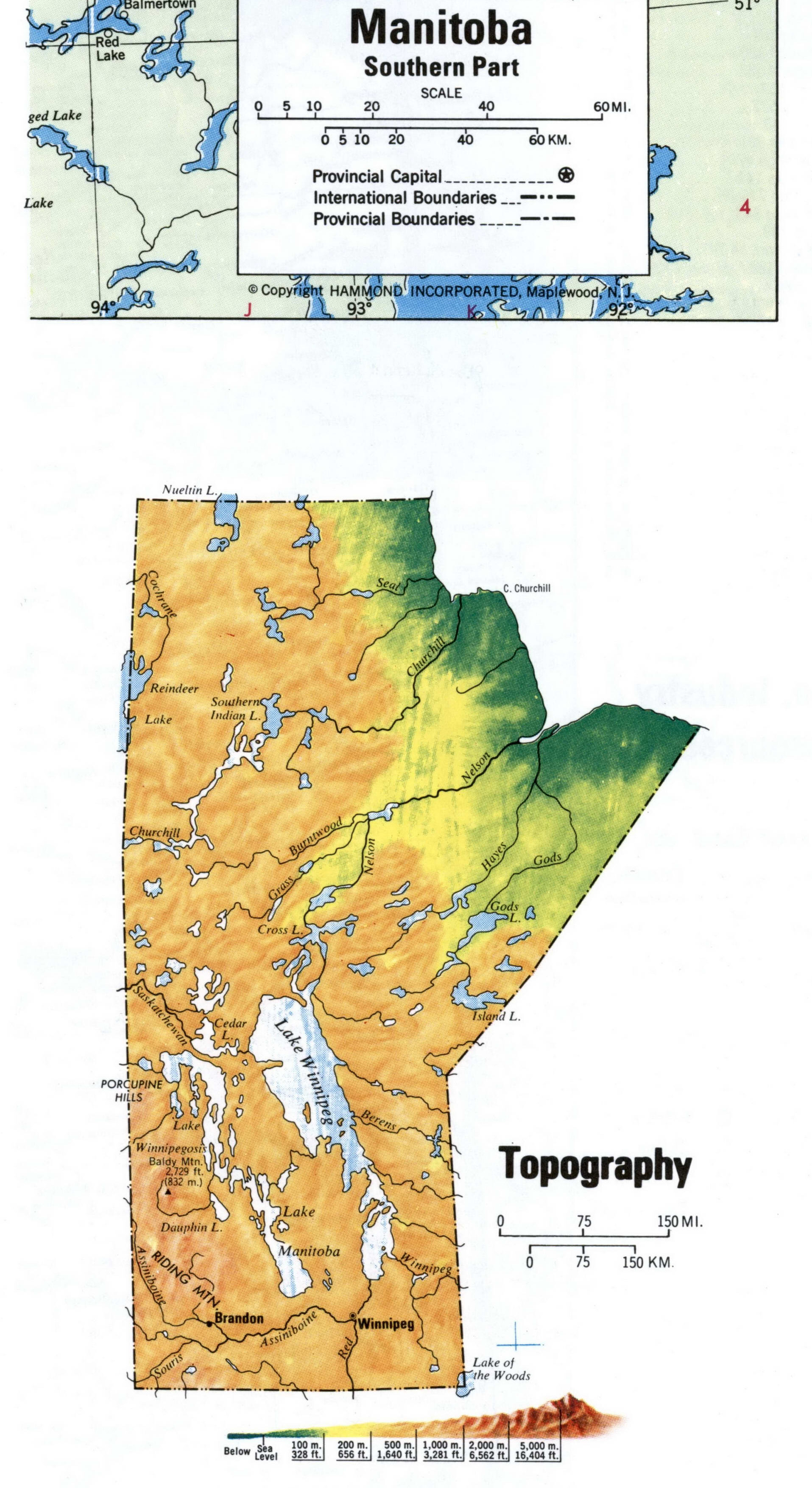 Manitoba topographic map. Topo map of Manitoba
