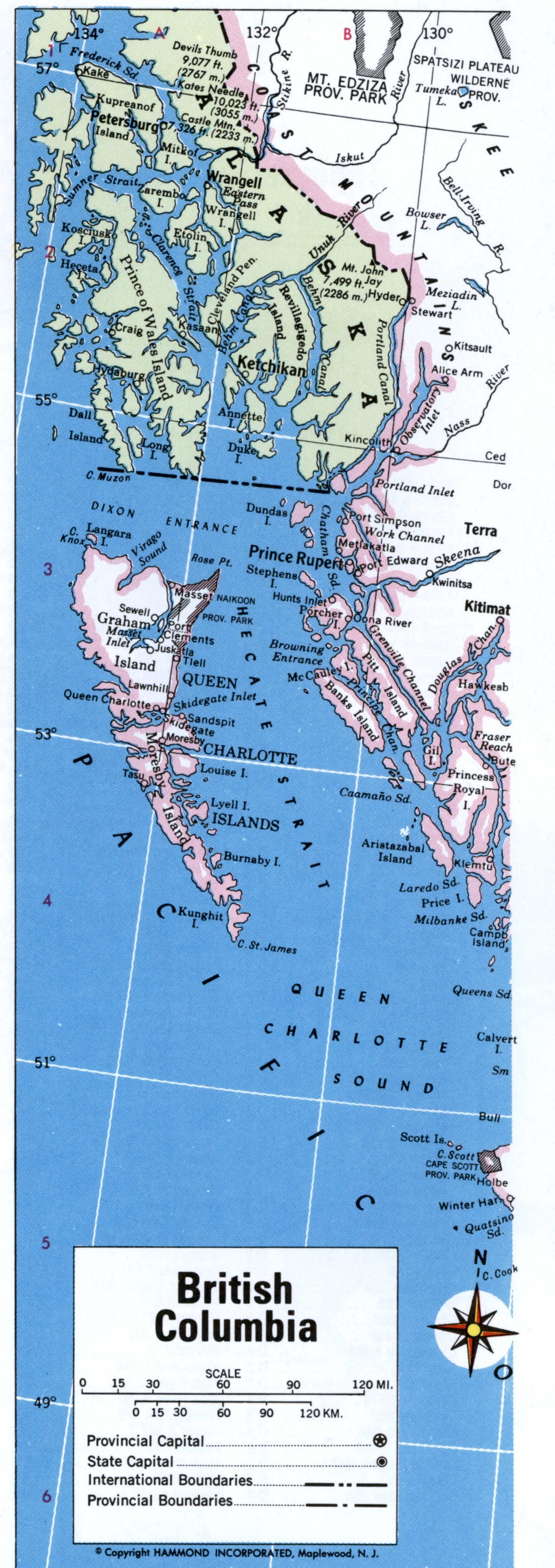 British Columbia map western regions
