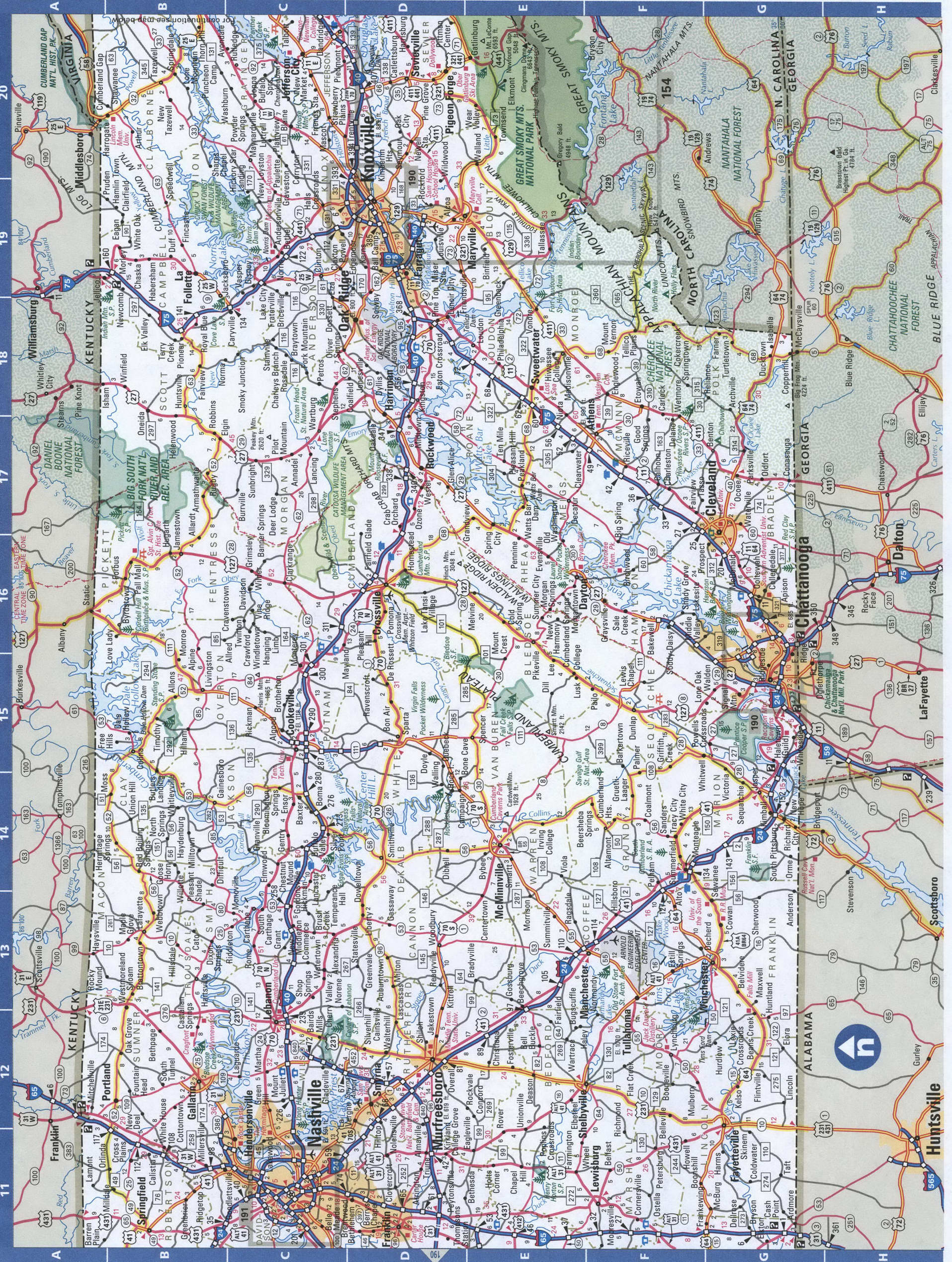 Eastern Tennessee map