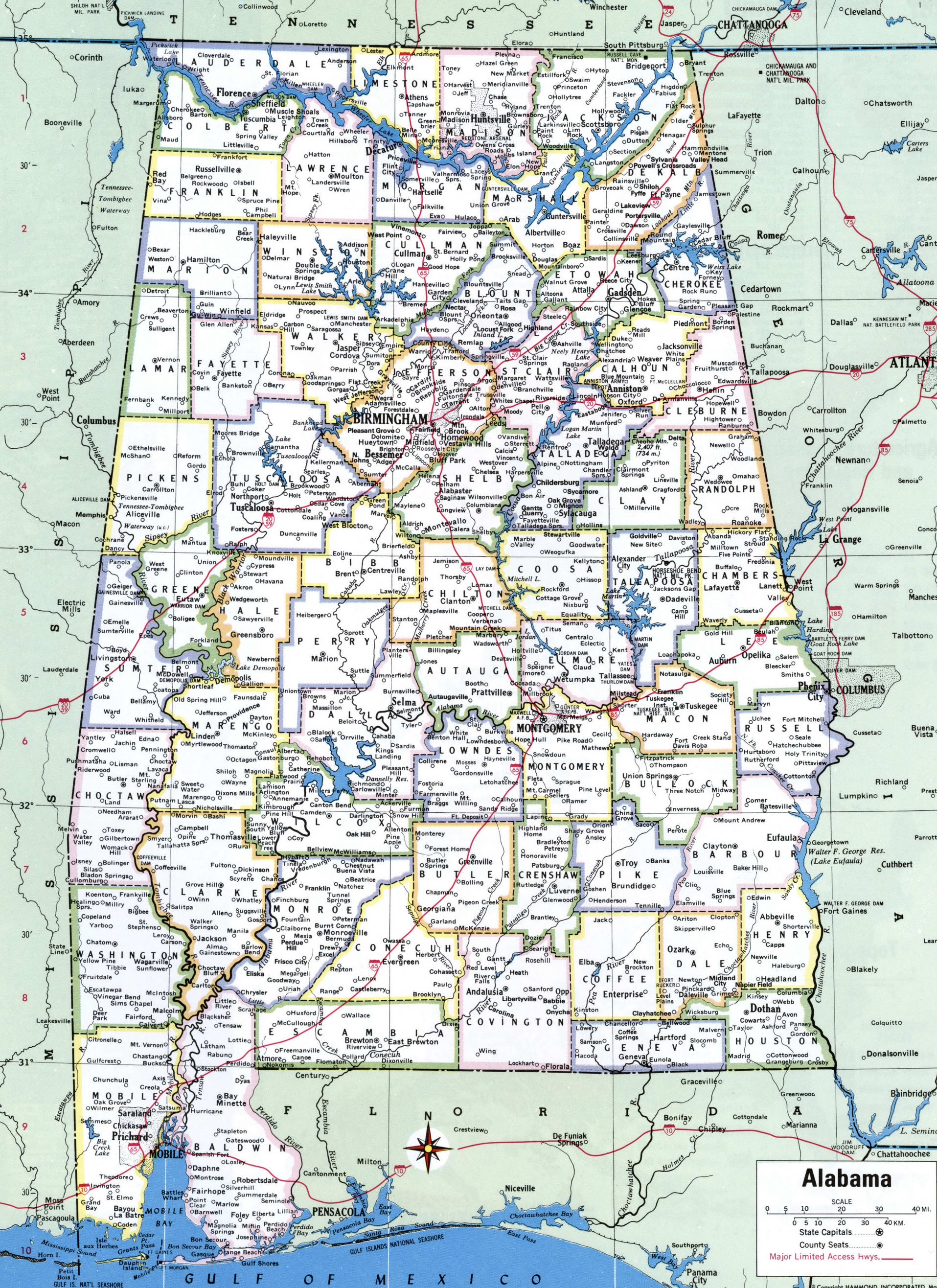 Alabama map with counties
