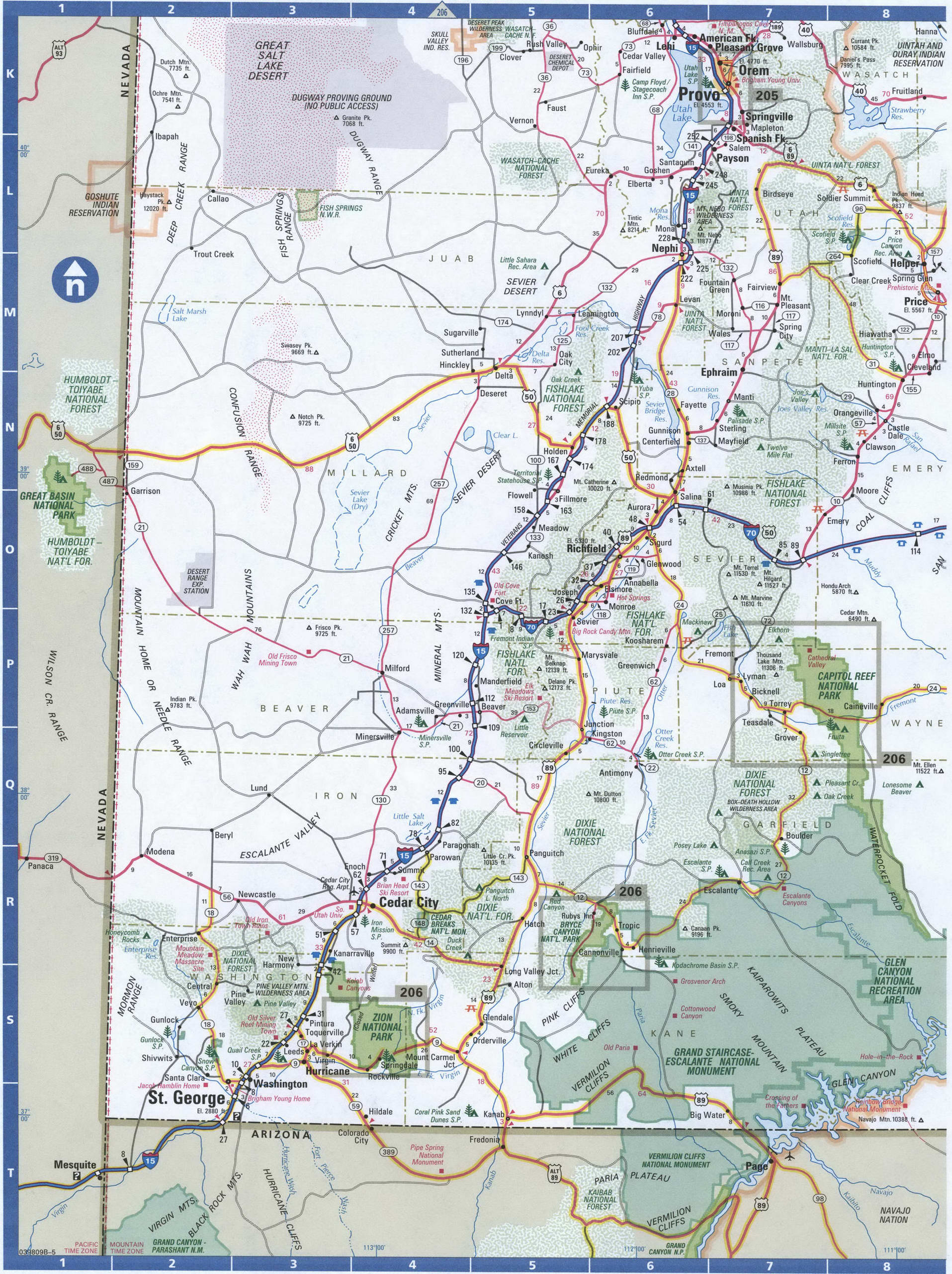 Southern Utah roads map