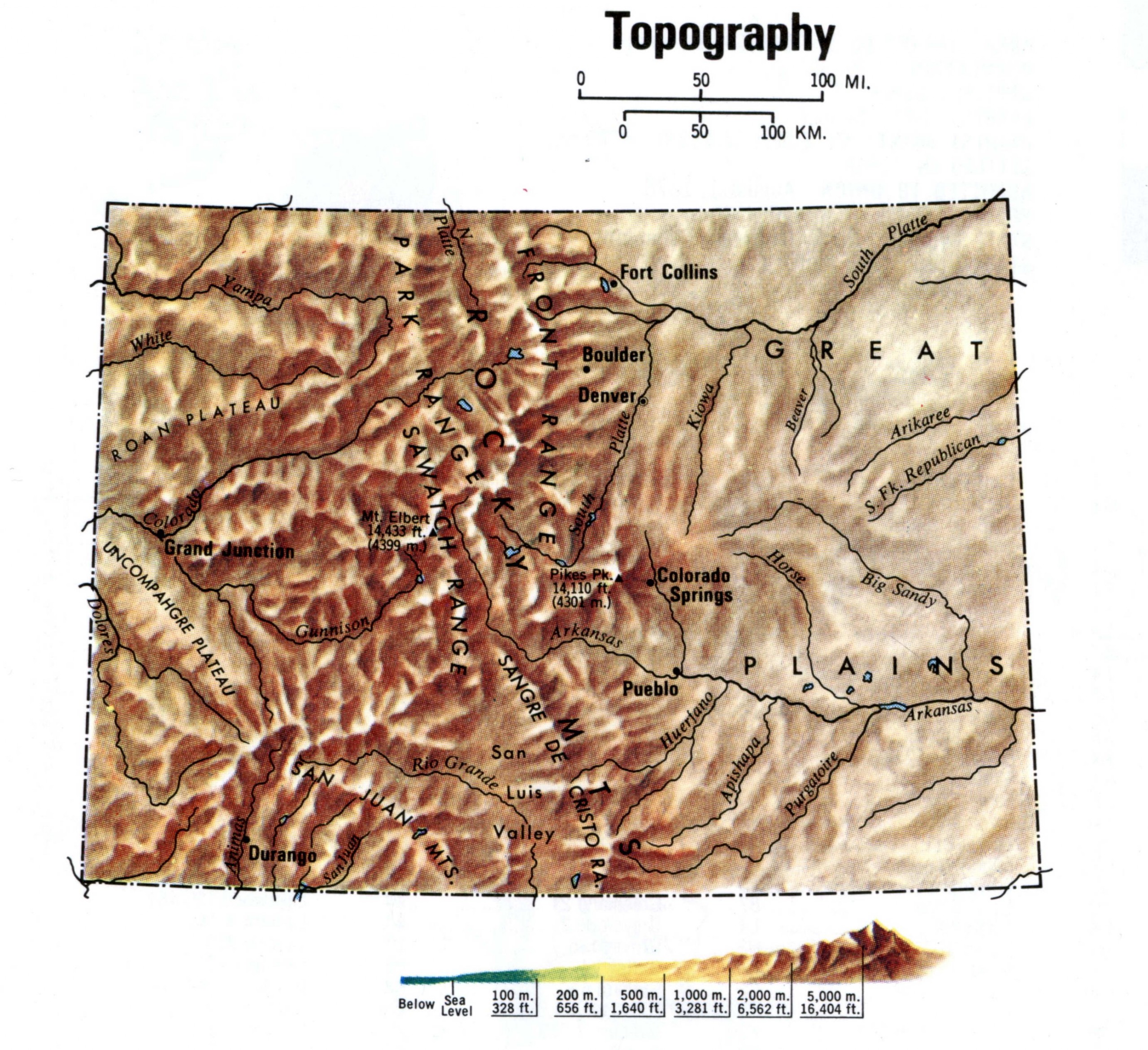 Colorado Topographic Map With Elevations Map Gambaran 0060