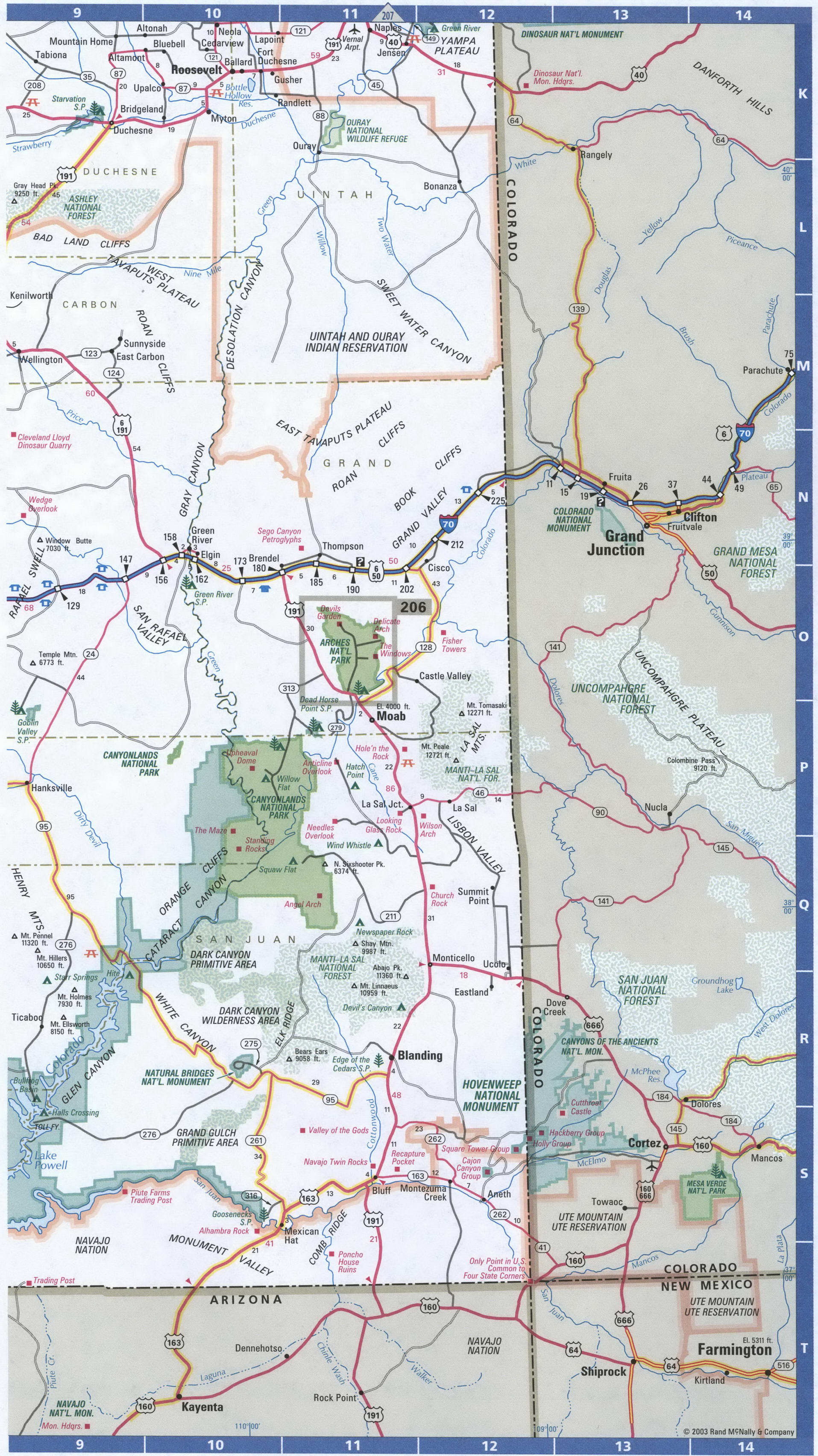 South Utah roads map