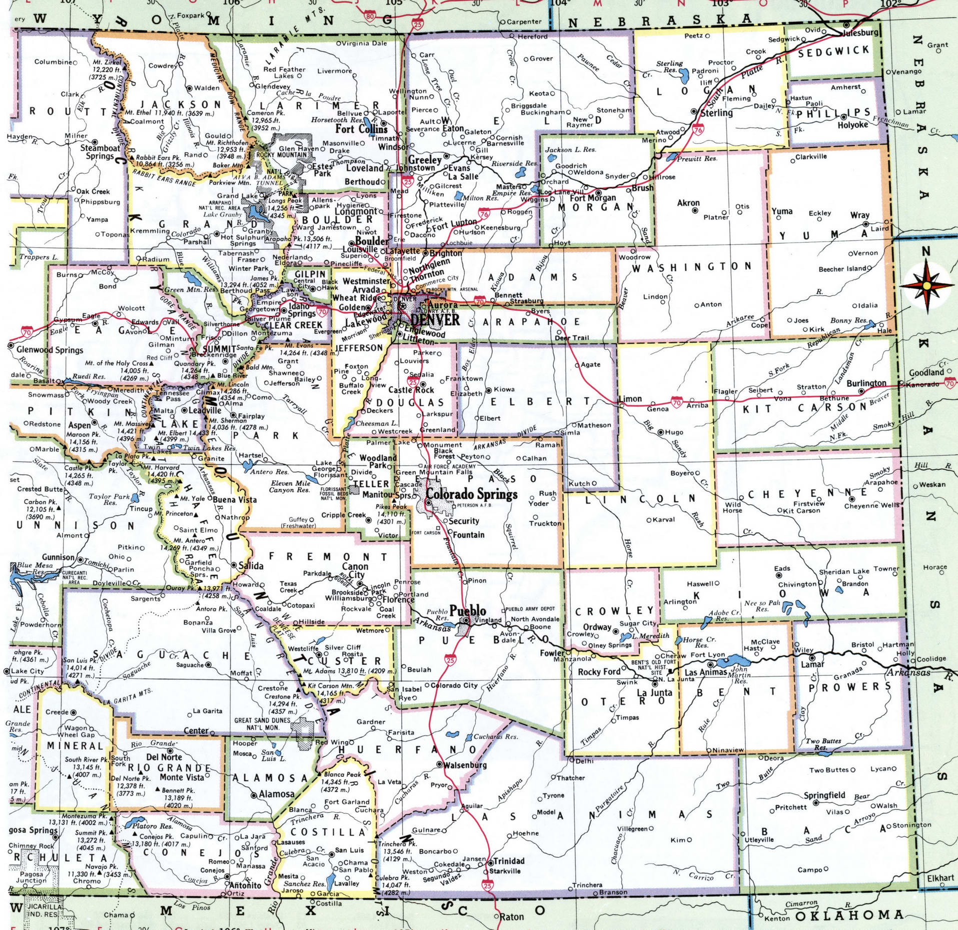 Colorado counties map