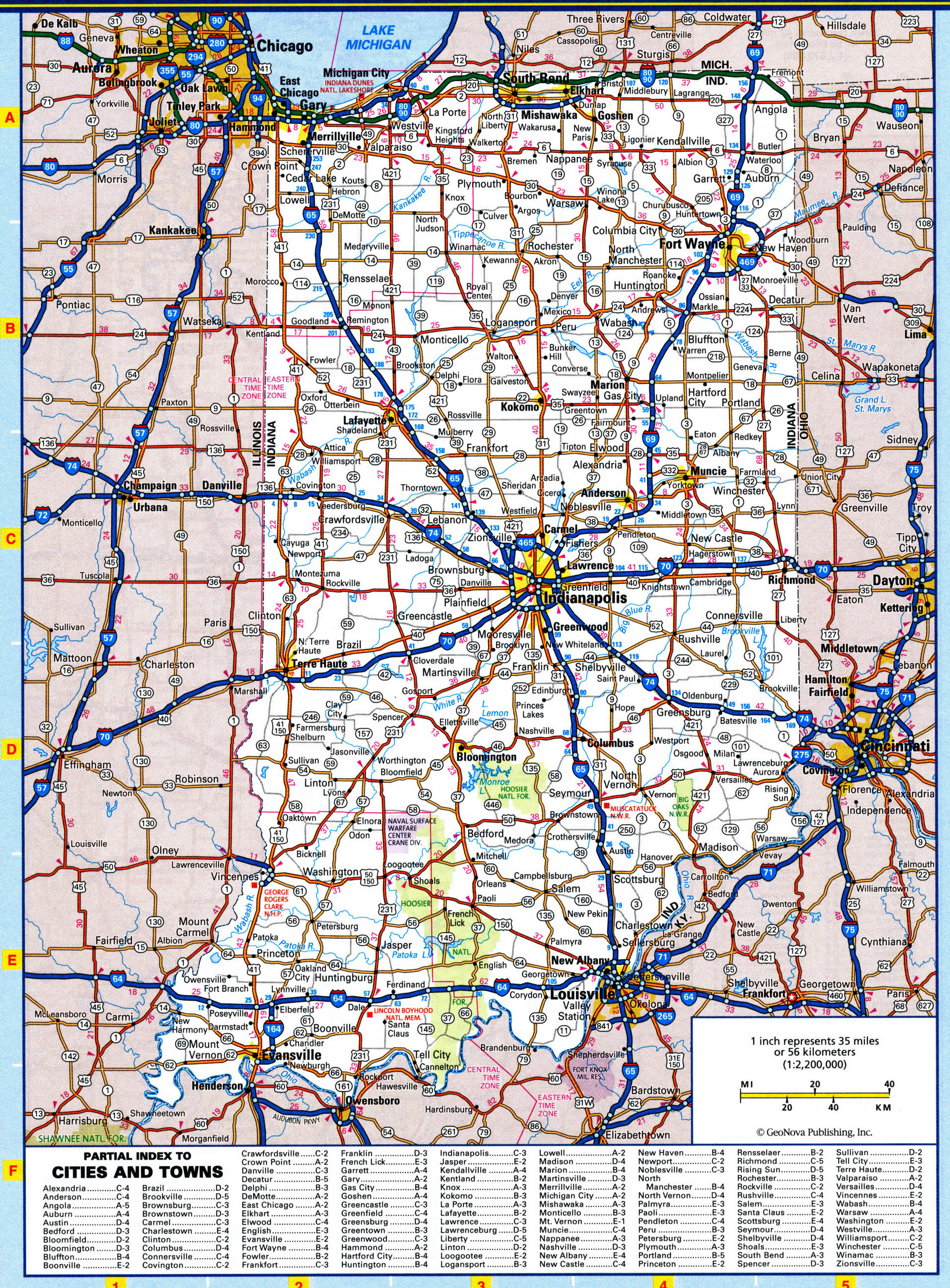 Indiana highways map