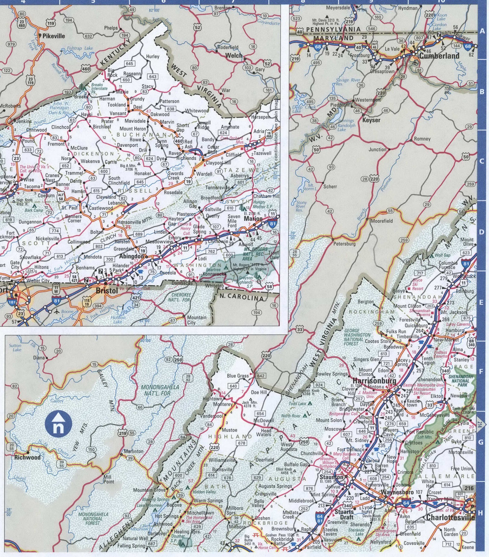 Virginia western detailed map