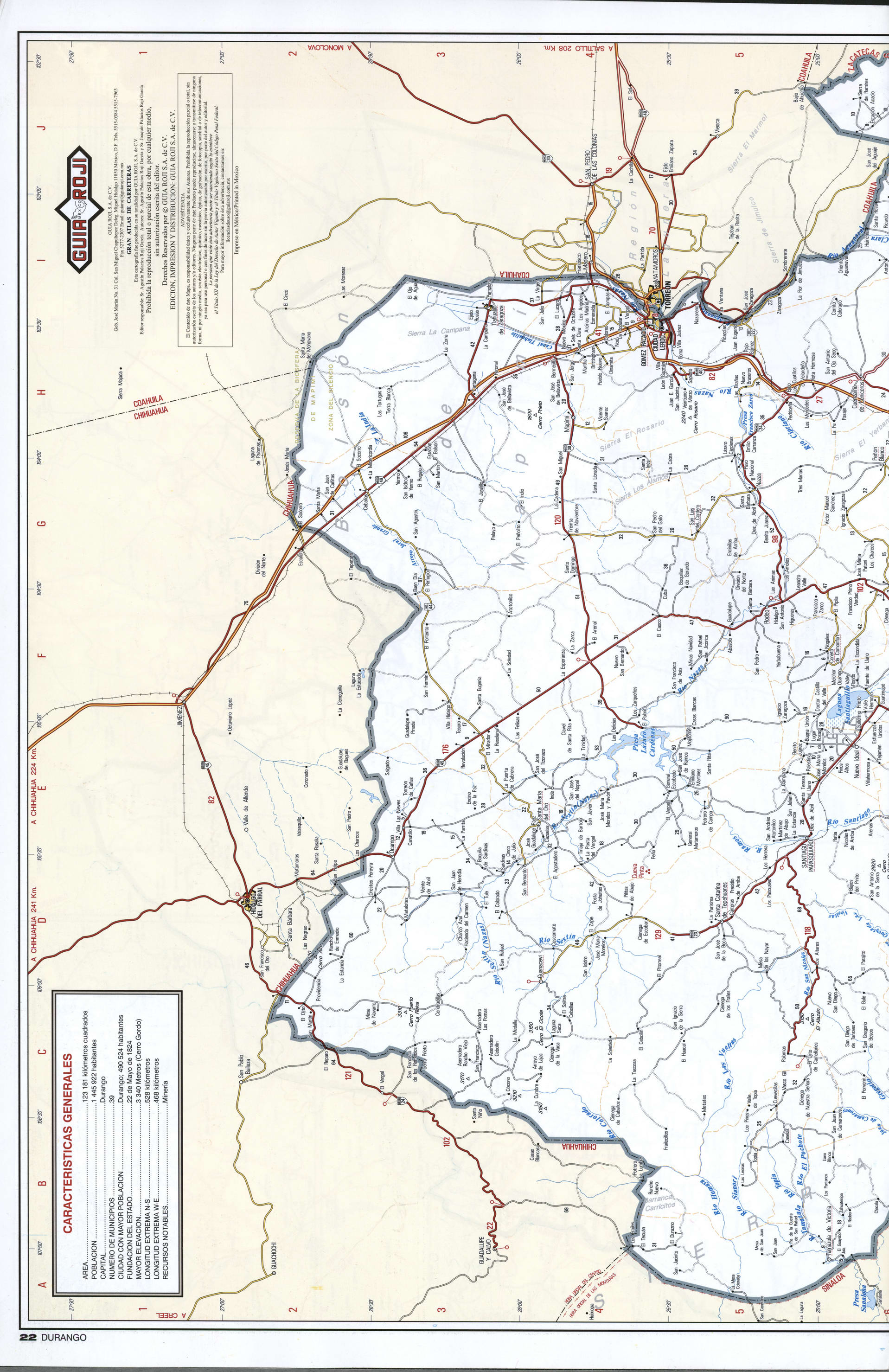 Durango state map Northern
