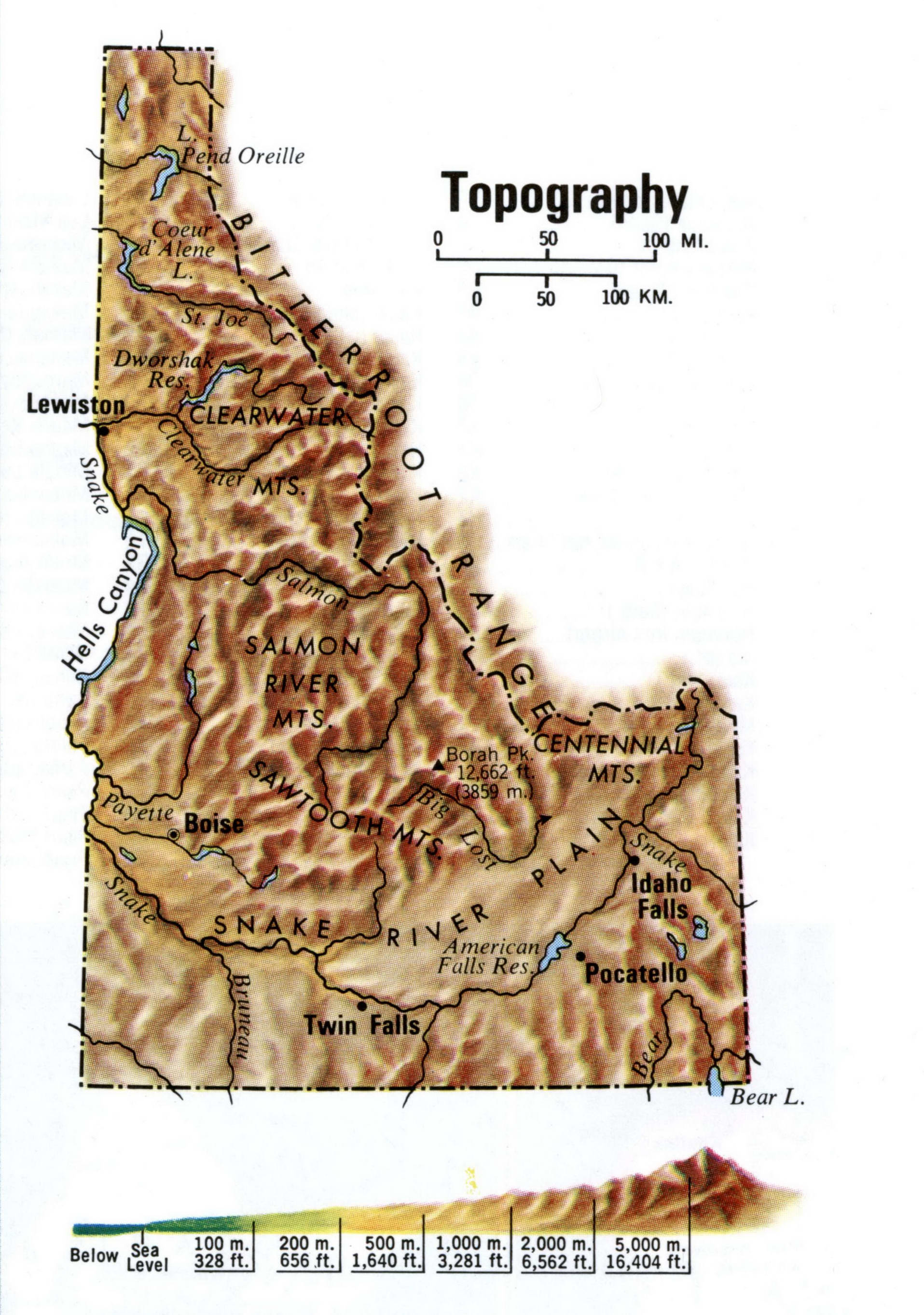 Idaho topography map