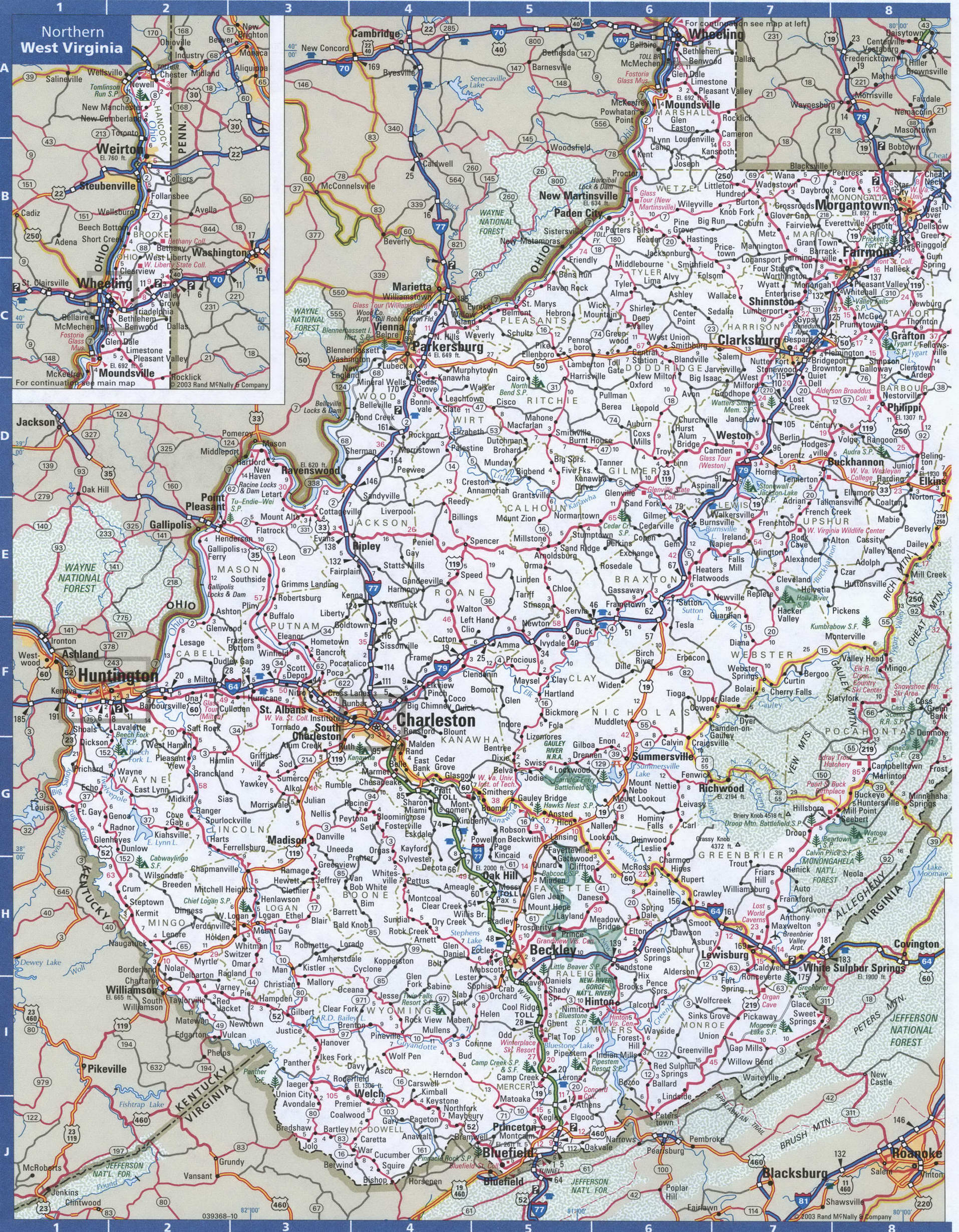 West Virginia roads map