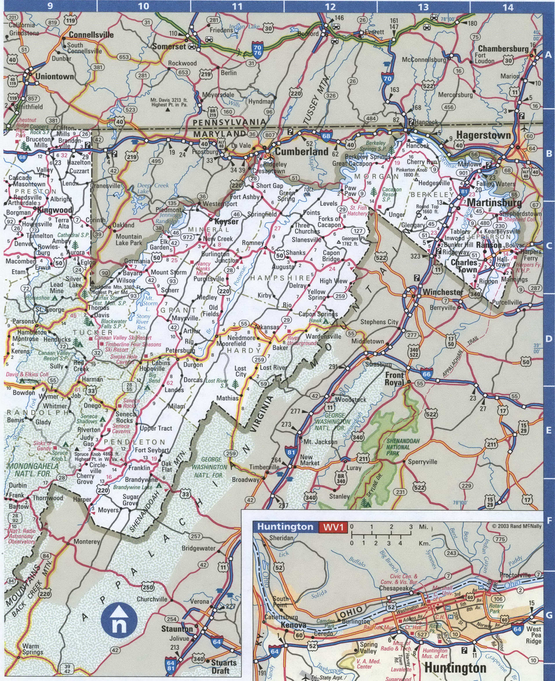 West Virginia detailed map