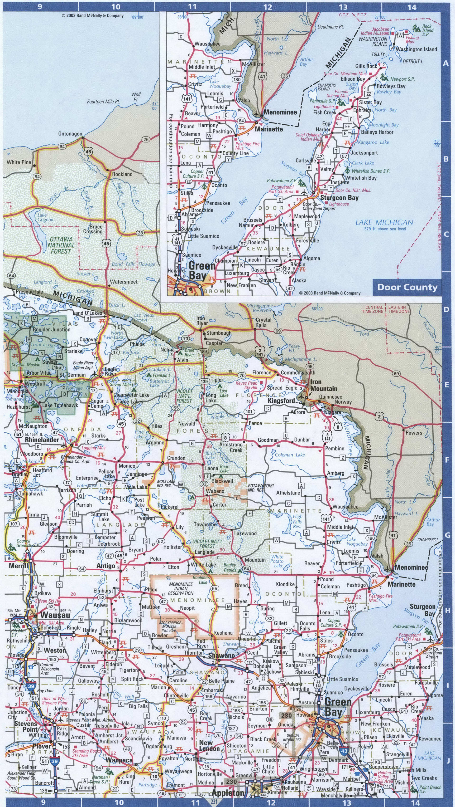 Northern Wisconsin roads map