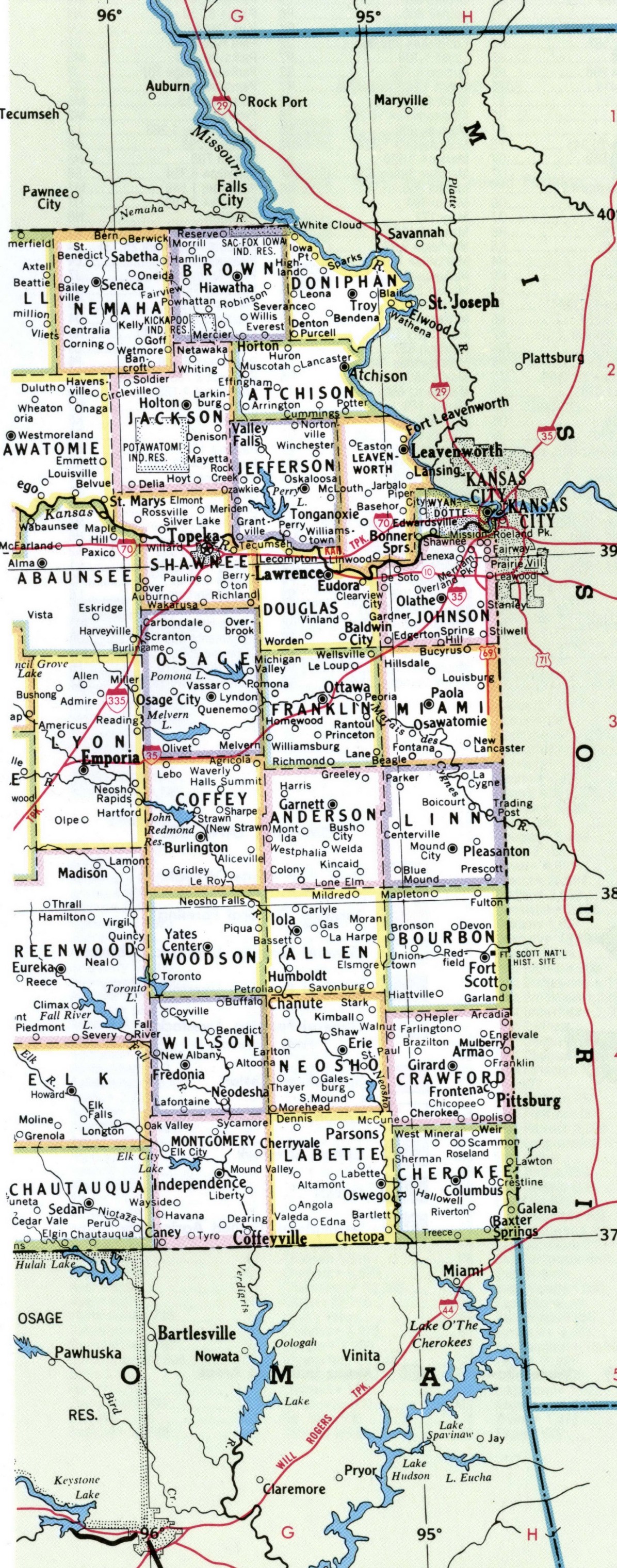 Kansas counties map