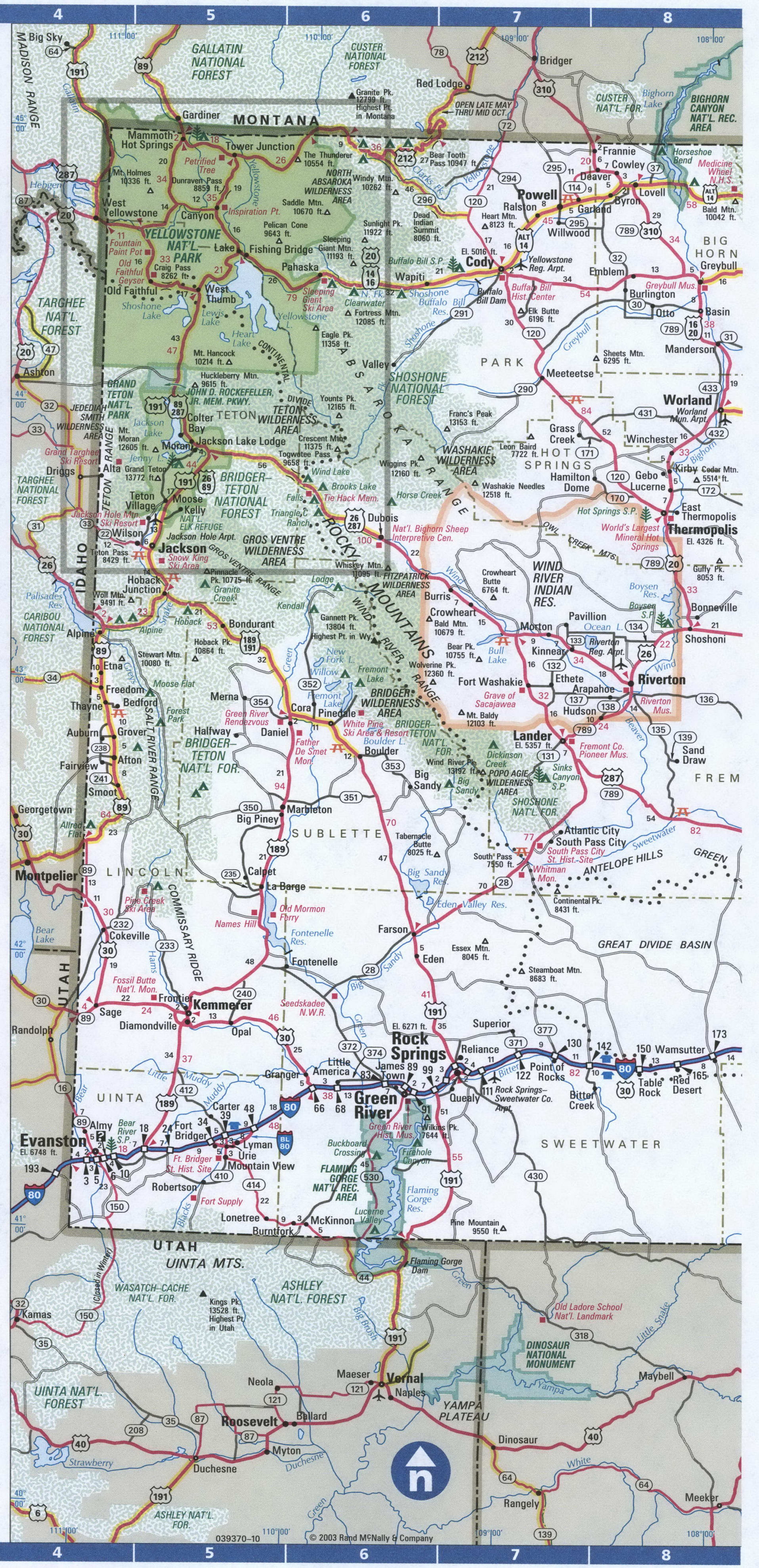 Wyoming large scale map