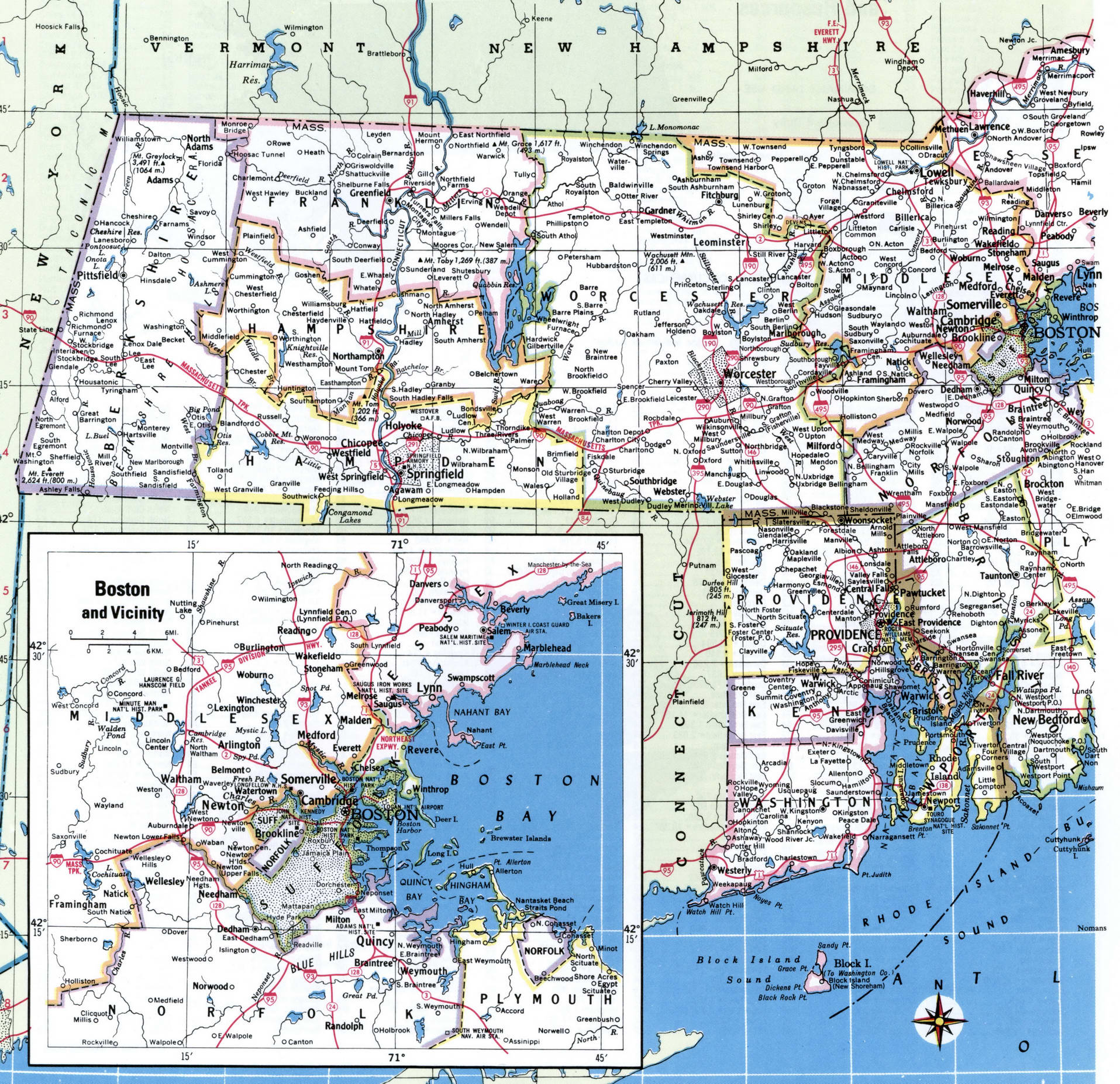 Rhode Island map with counties