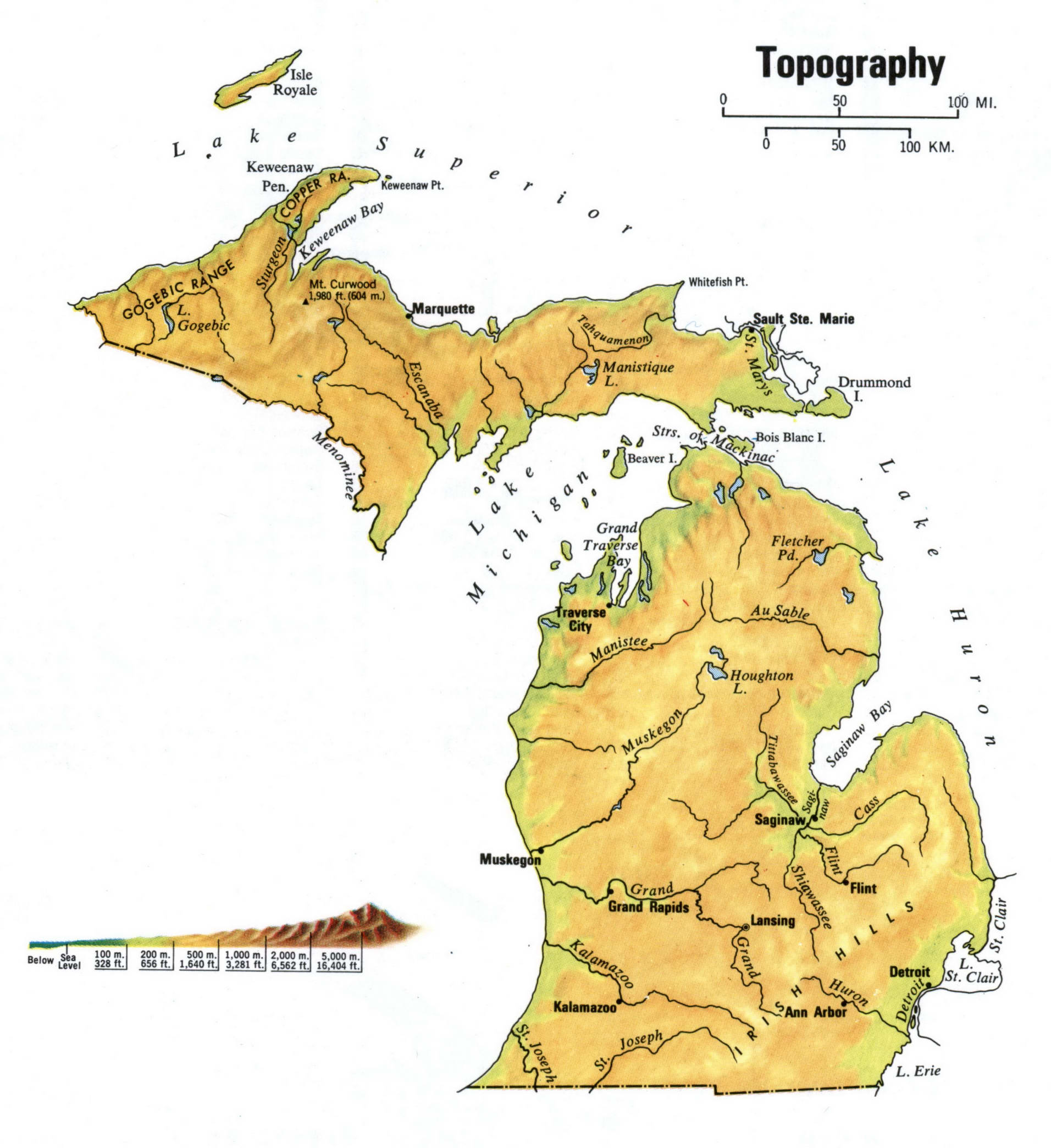 Michigan topography map