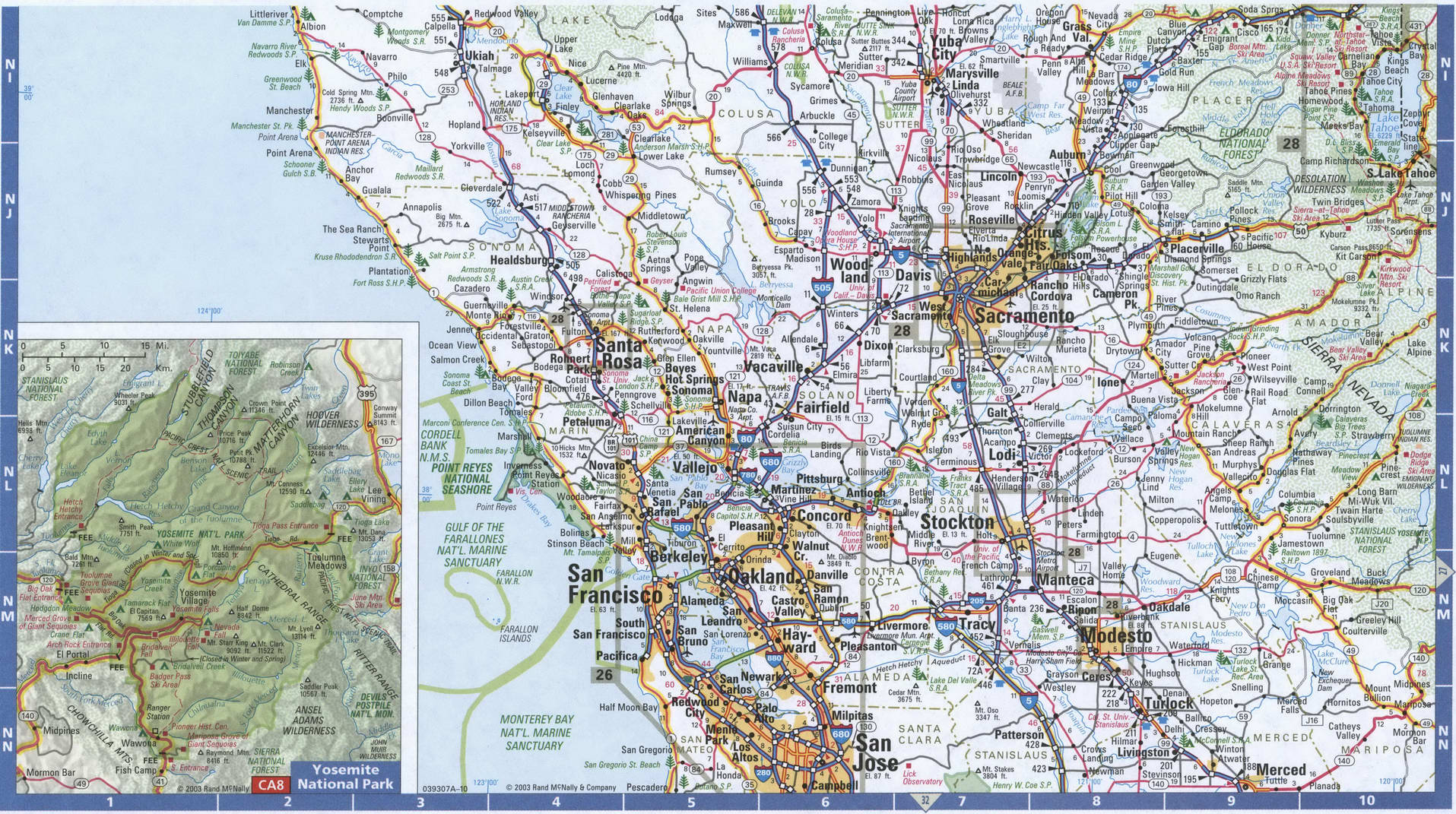 Northern California detailed roads map