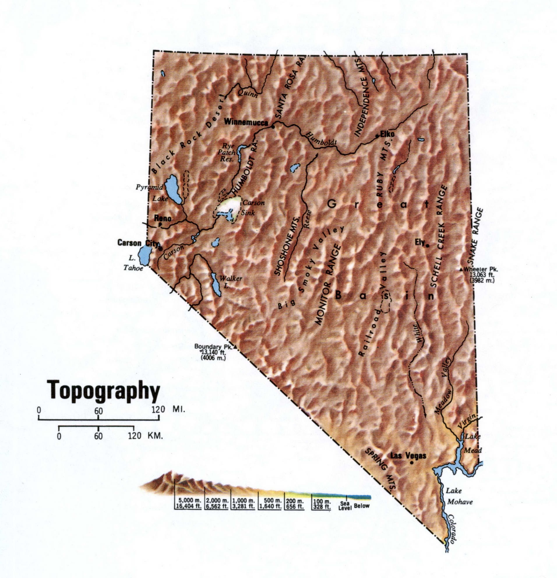 Nevada topographical map