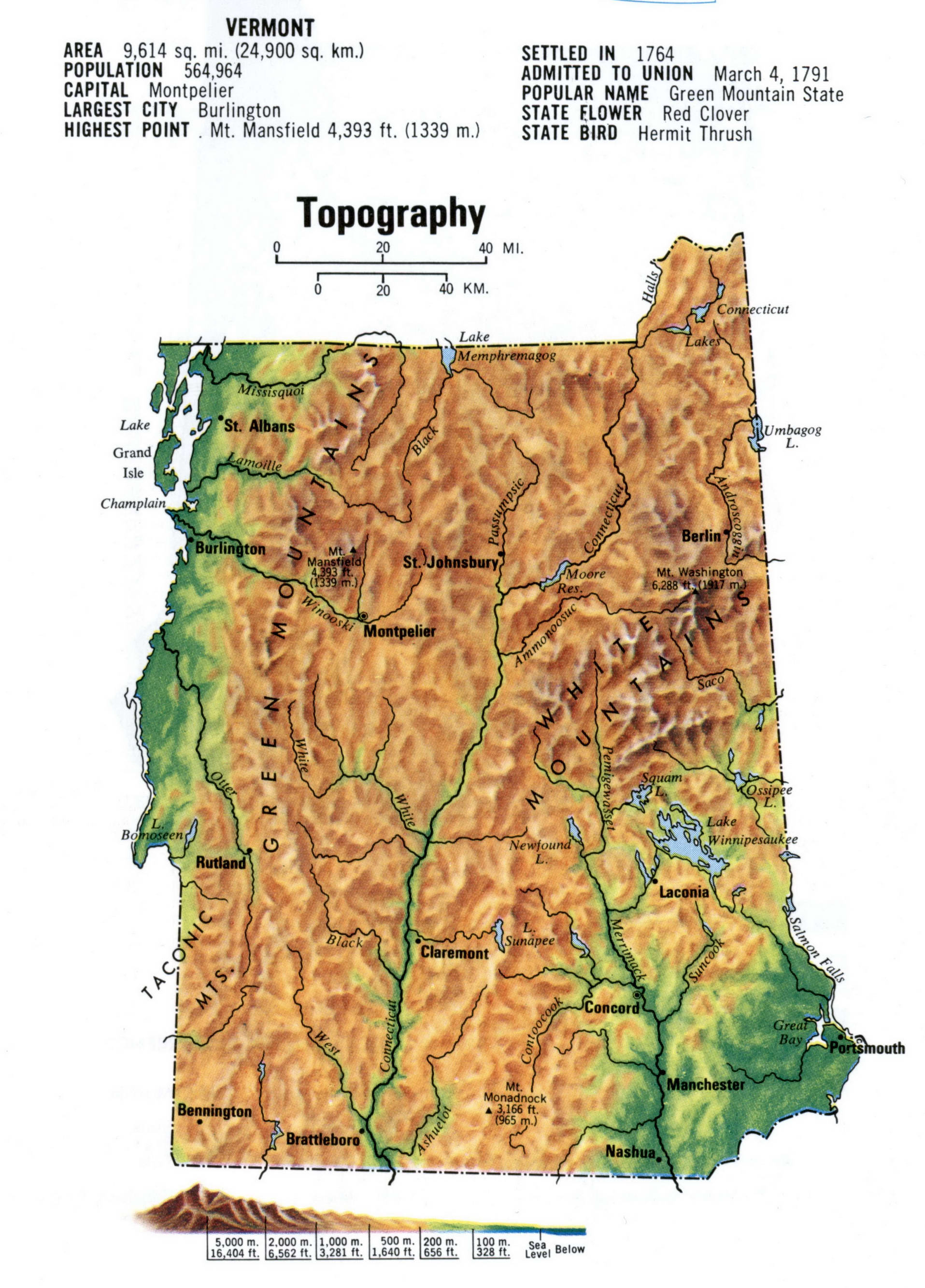 Vermont topographic map. Topo map of Vermont with terrain features. Vermont topographic map. Topo map of Vermont with terrain features.
