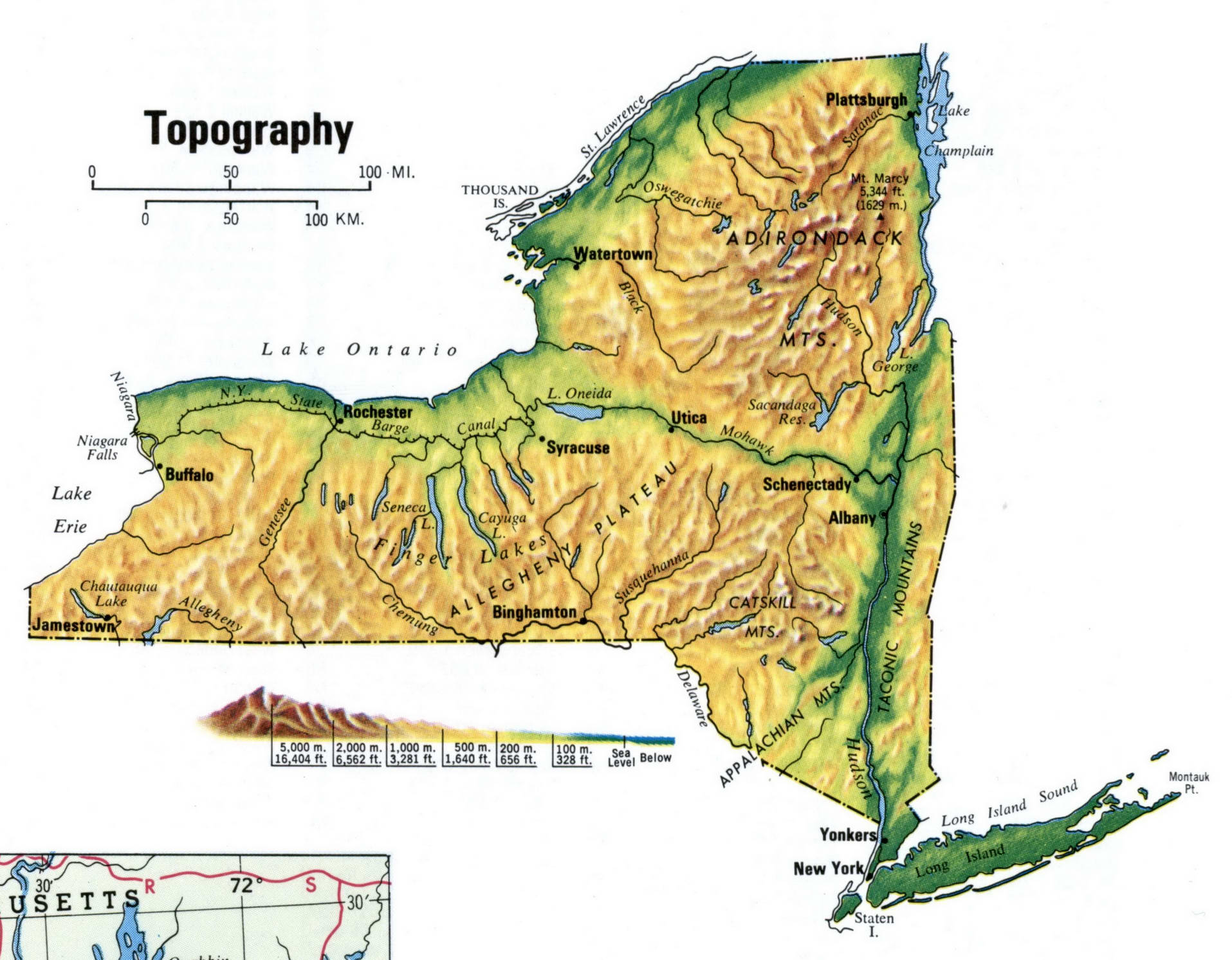 Topographical map of New York state