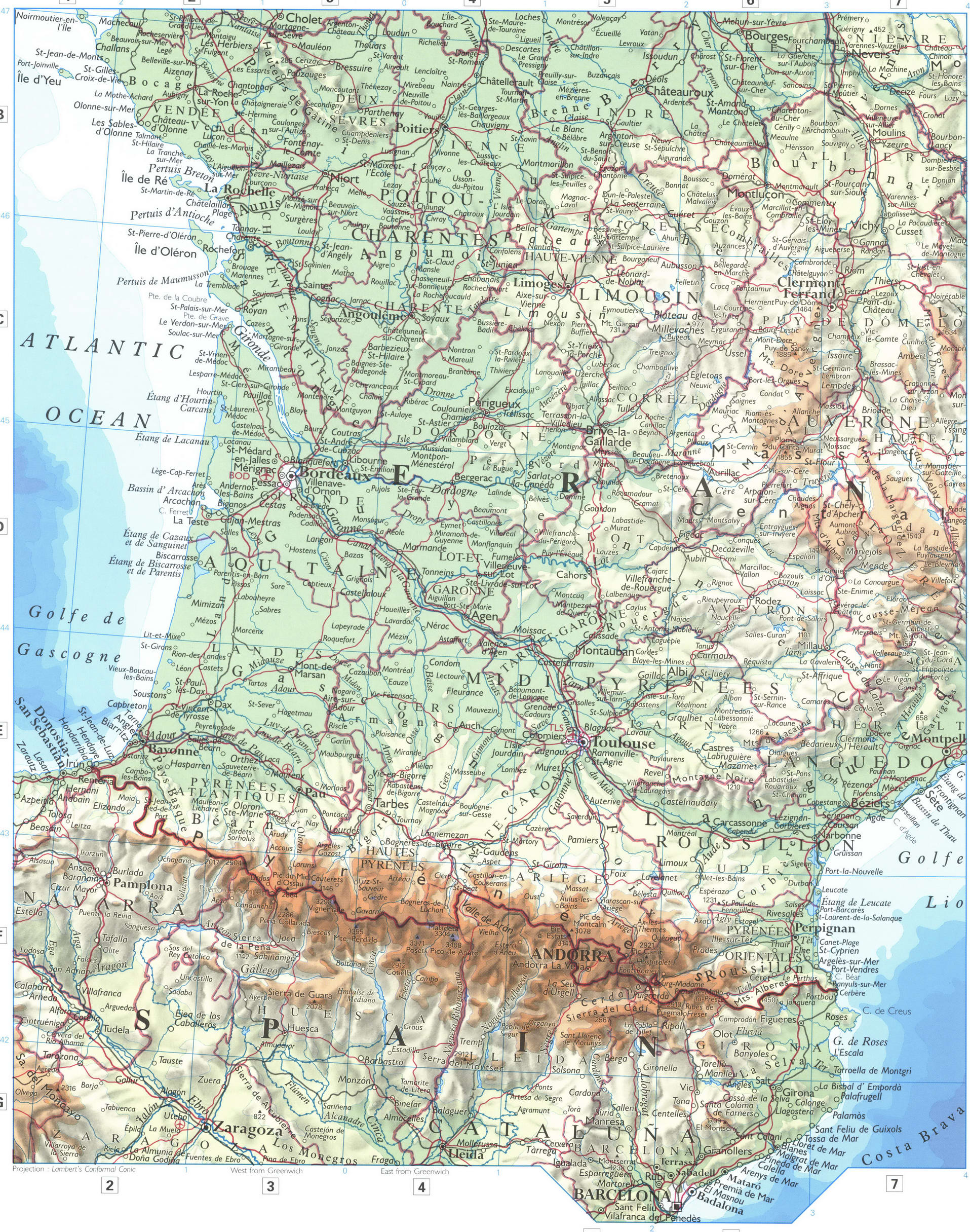 Southern France map