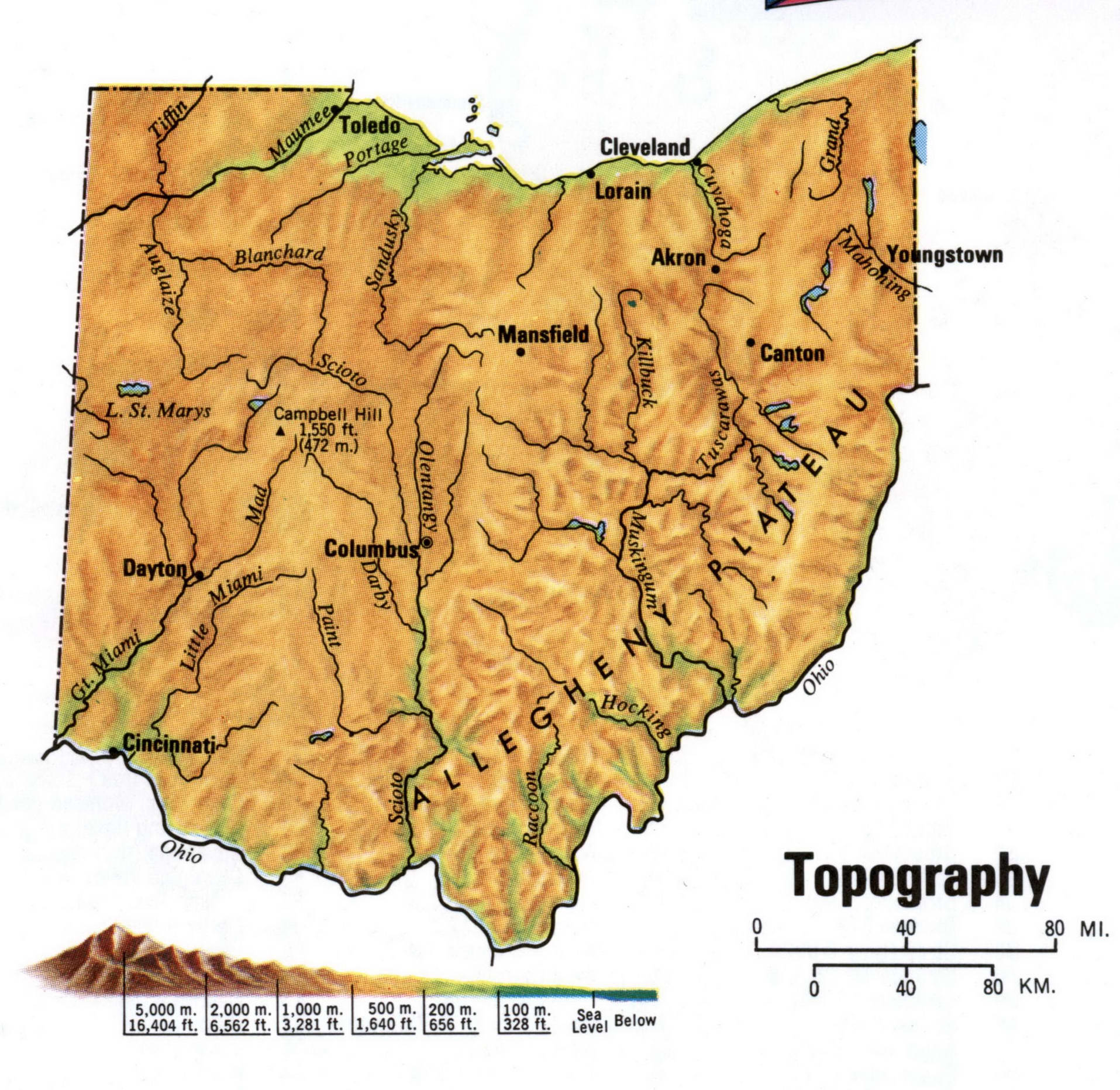 Ohio topographical map