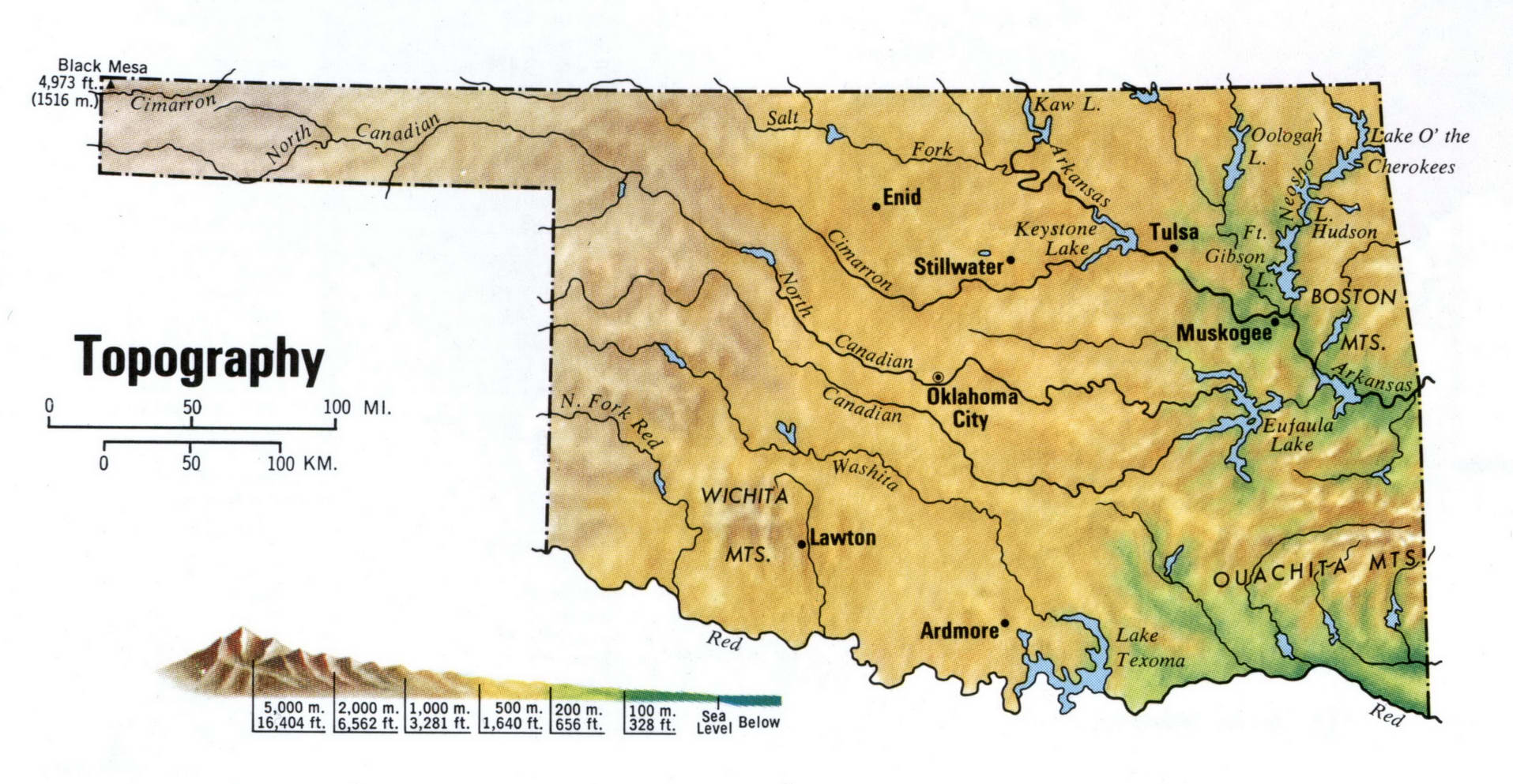 Oklahoma topographical map