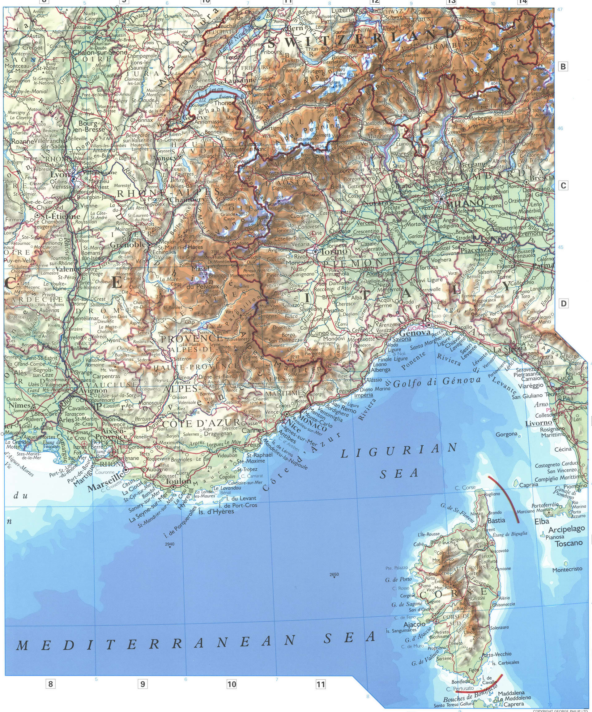 Southern France detailed map