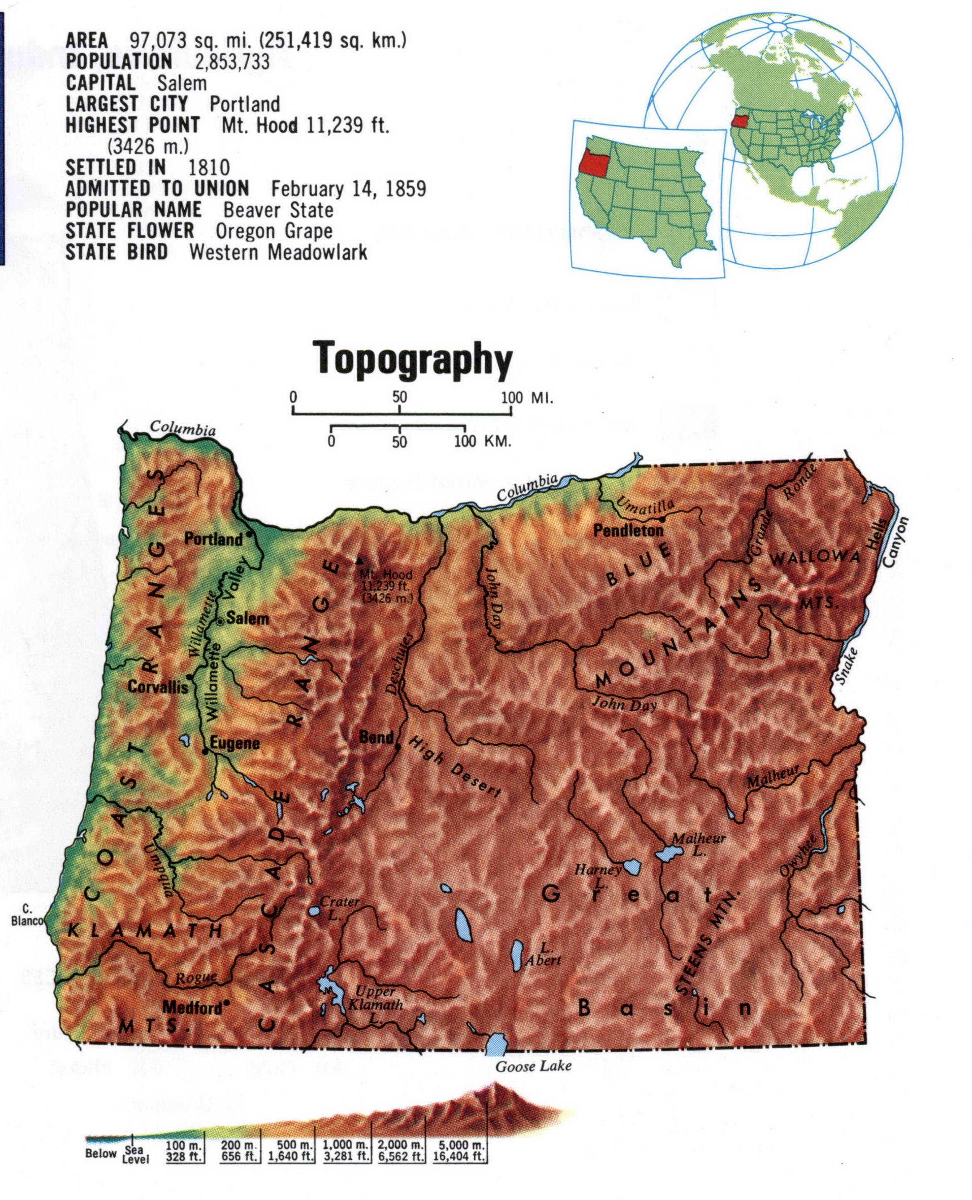 Oregon Topographic Map Free Large Topographical Map Of Oregon Topo