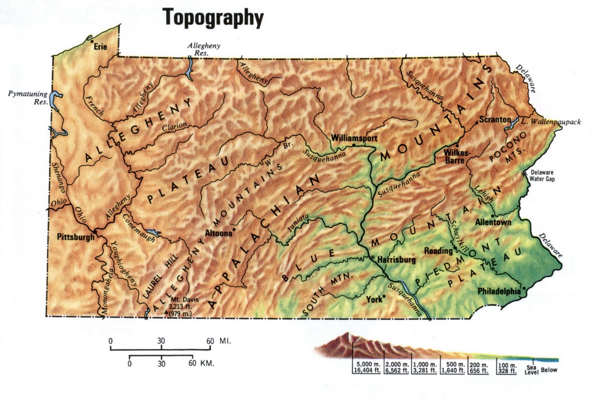 Pennsylvania topographical map