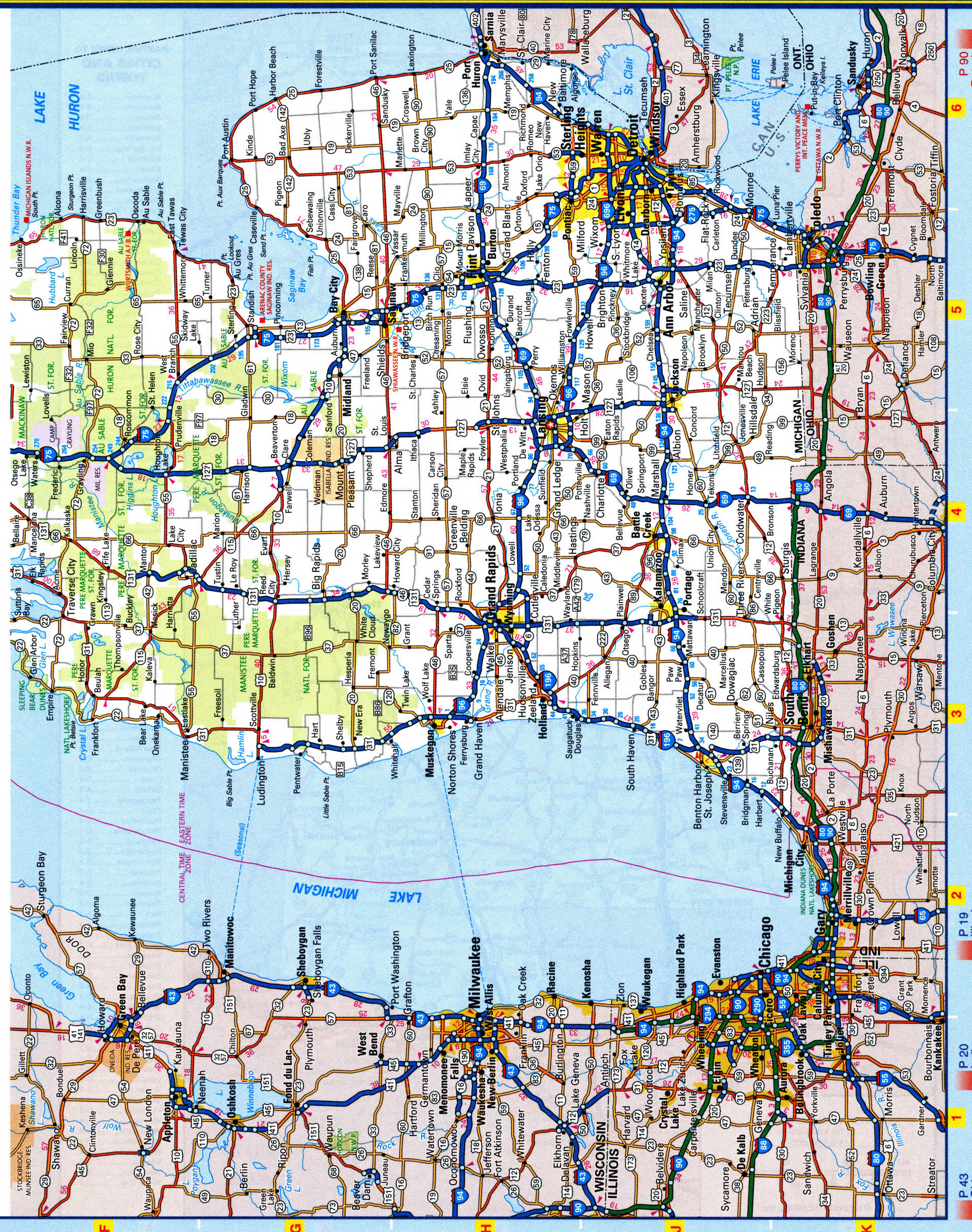 Michigan highways map