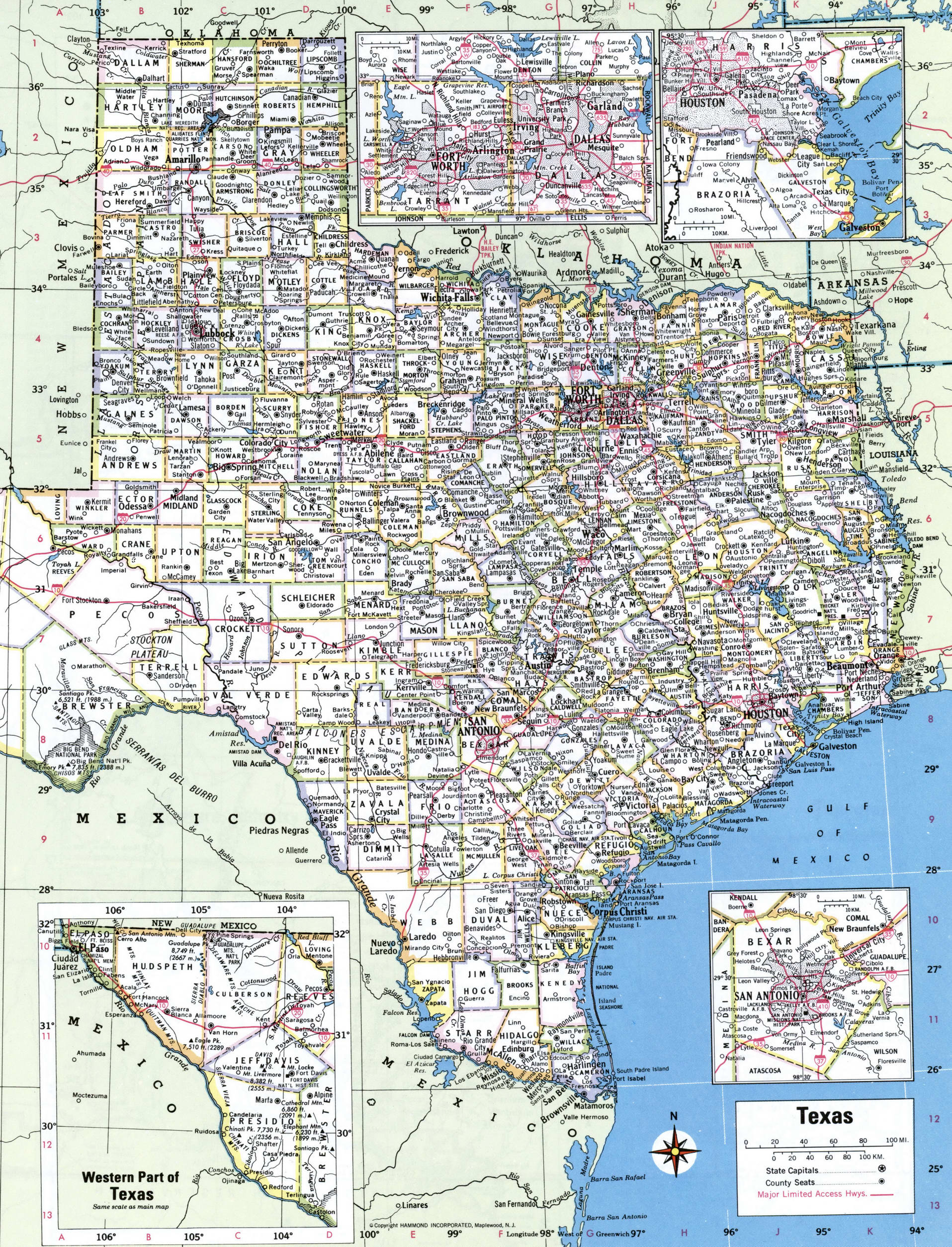 Texas map with counties