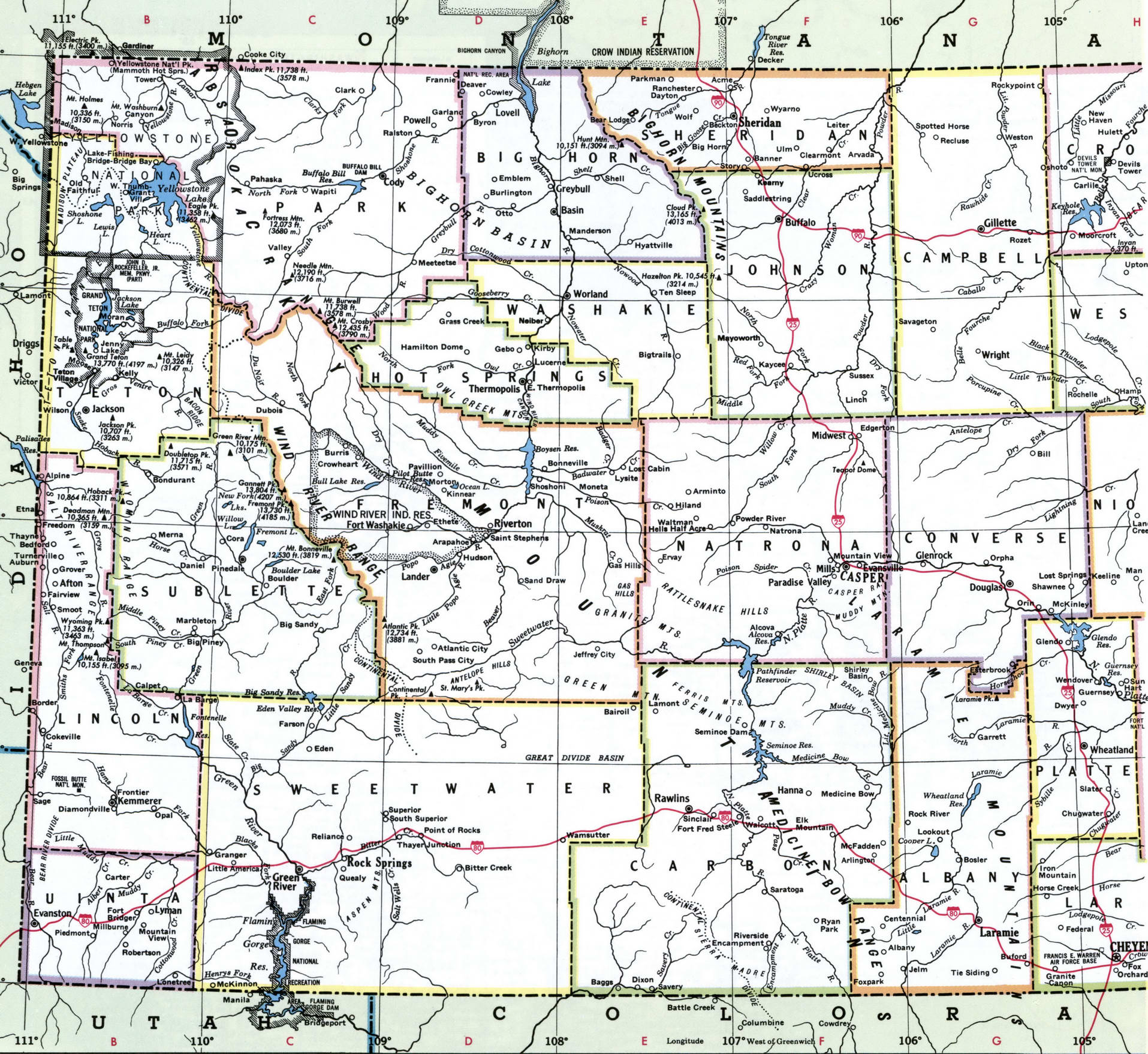 Wyoming map counties