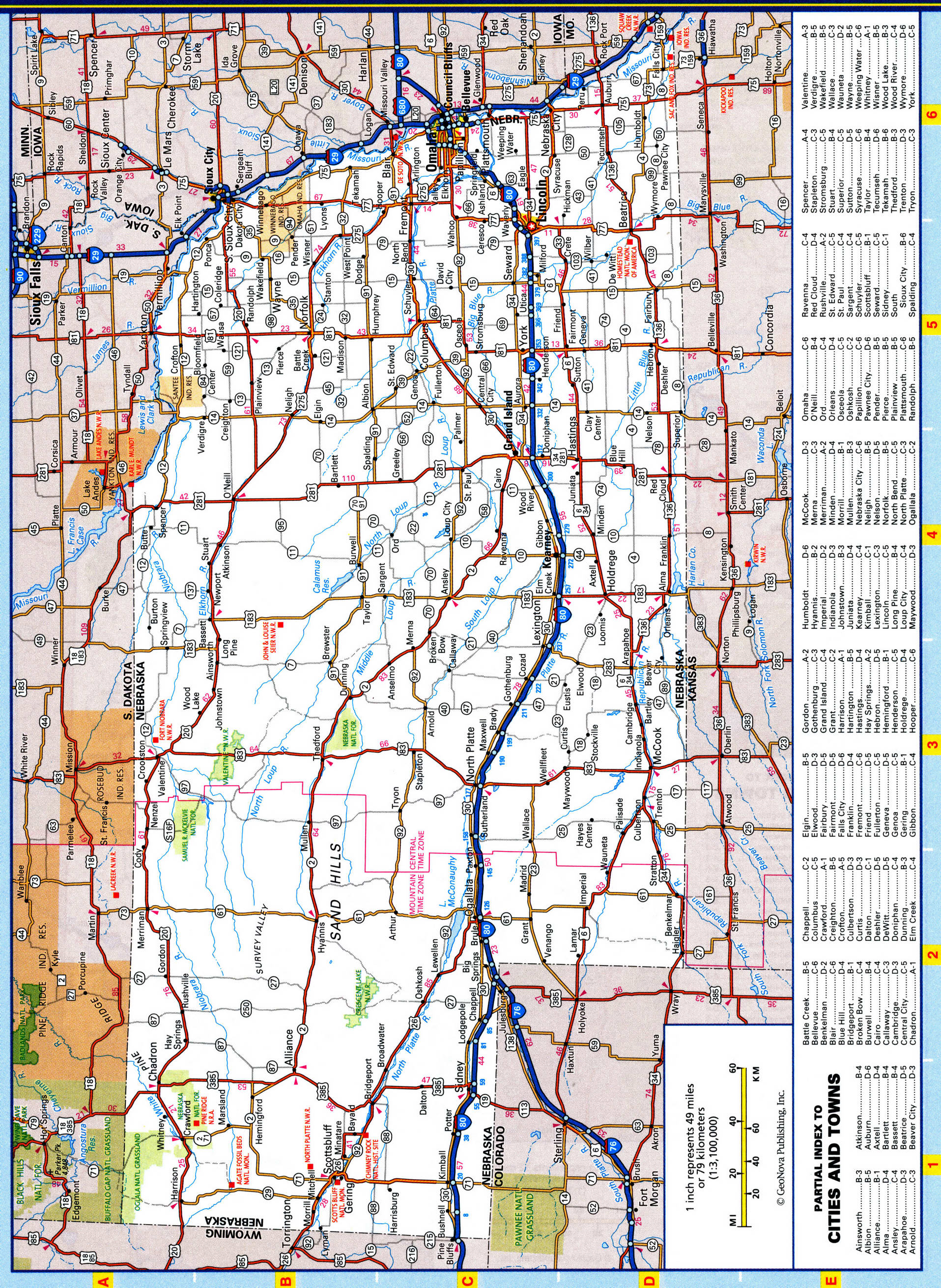 Map of Nebraska roads and highways. Free printable road map of Nebraska