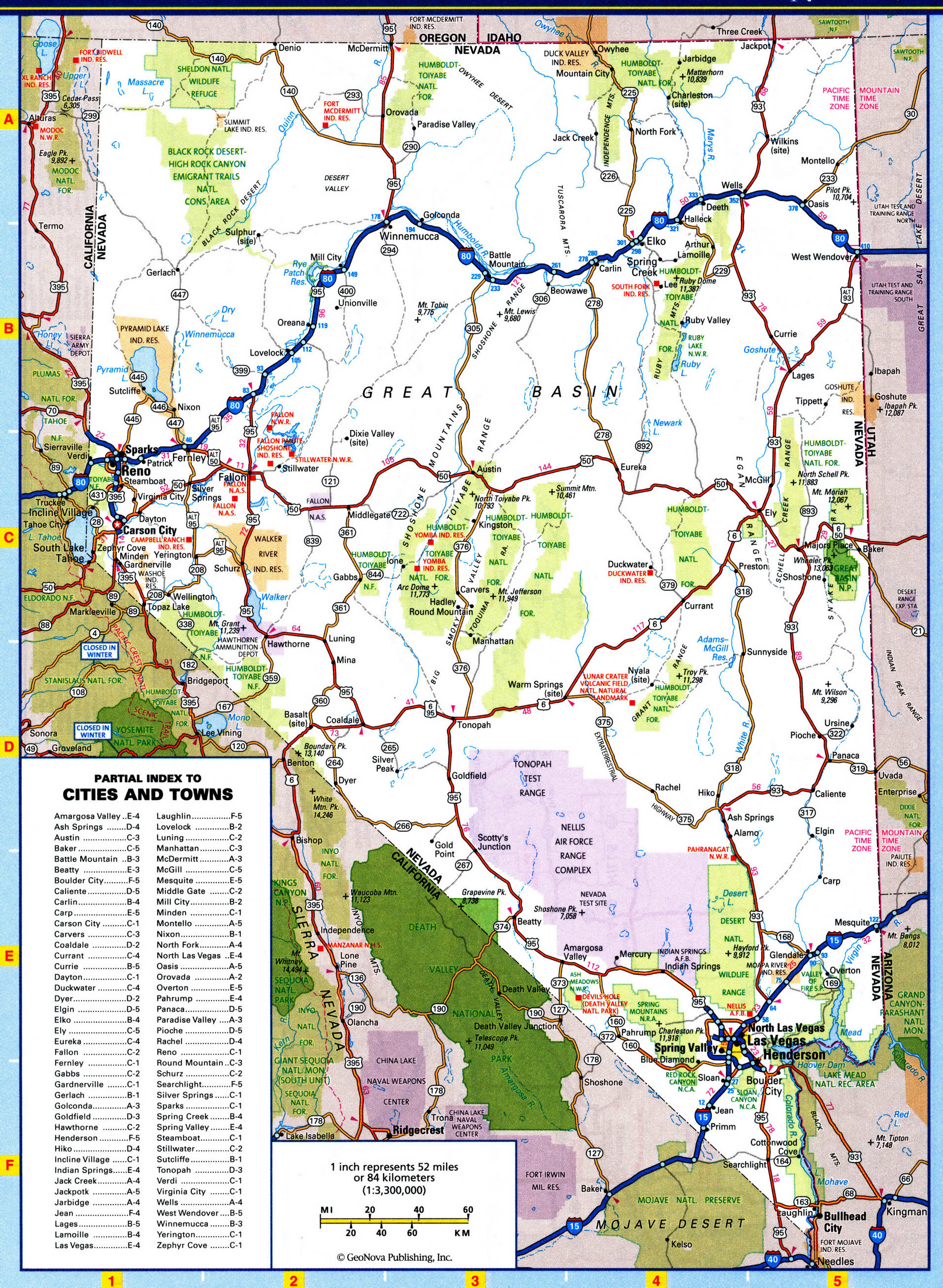 Nevada highways map