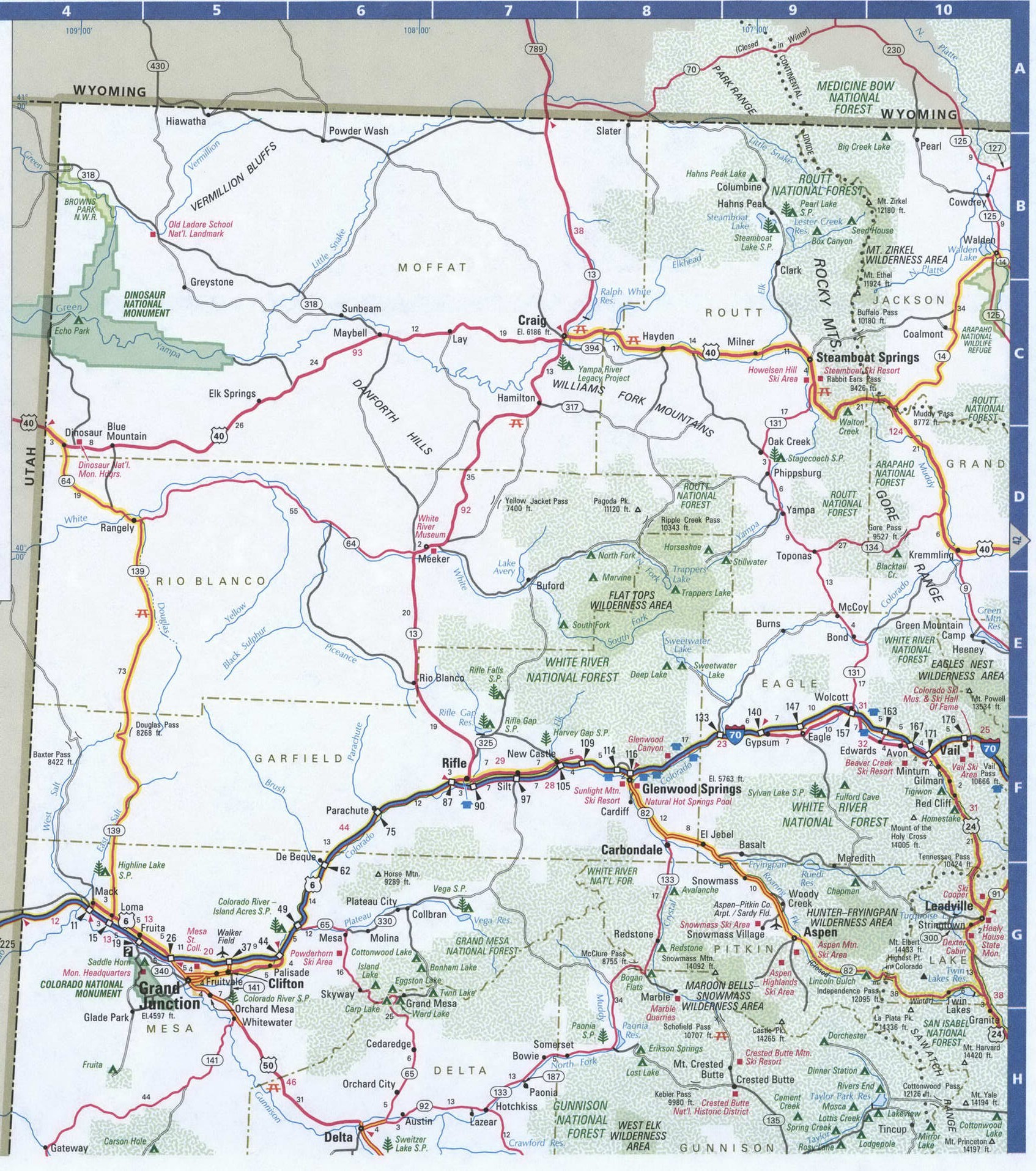 Colorado western detailed road map
