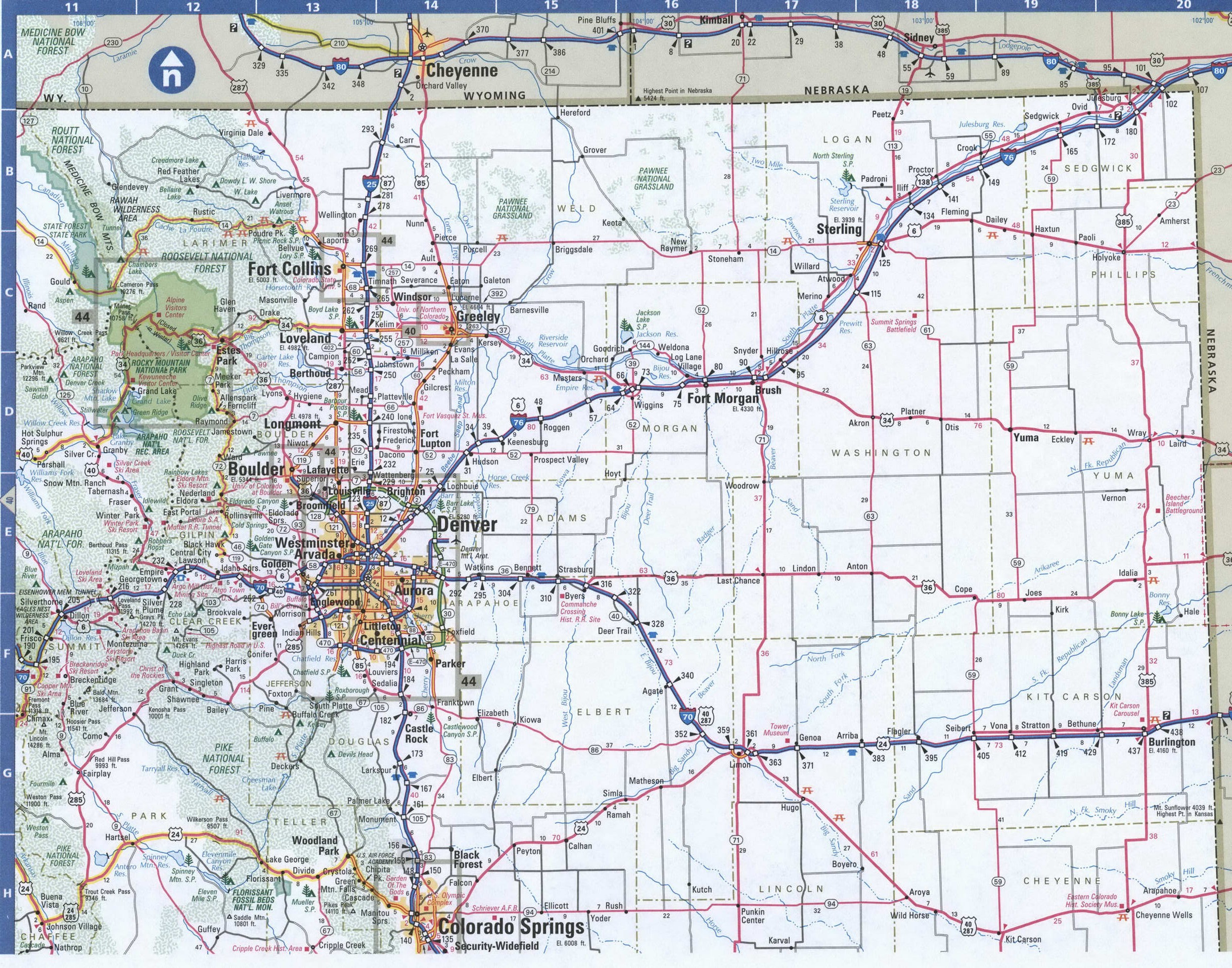 Colorado Eastern detailed road map